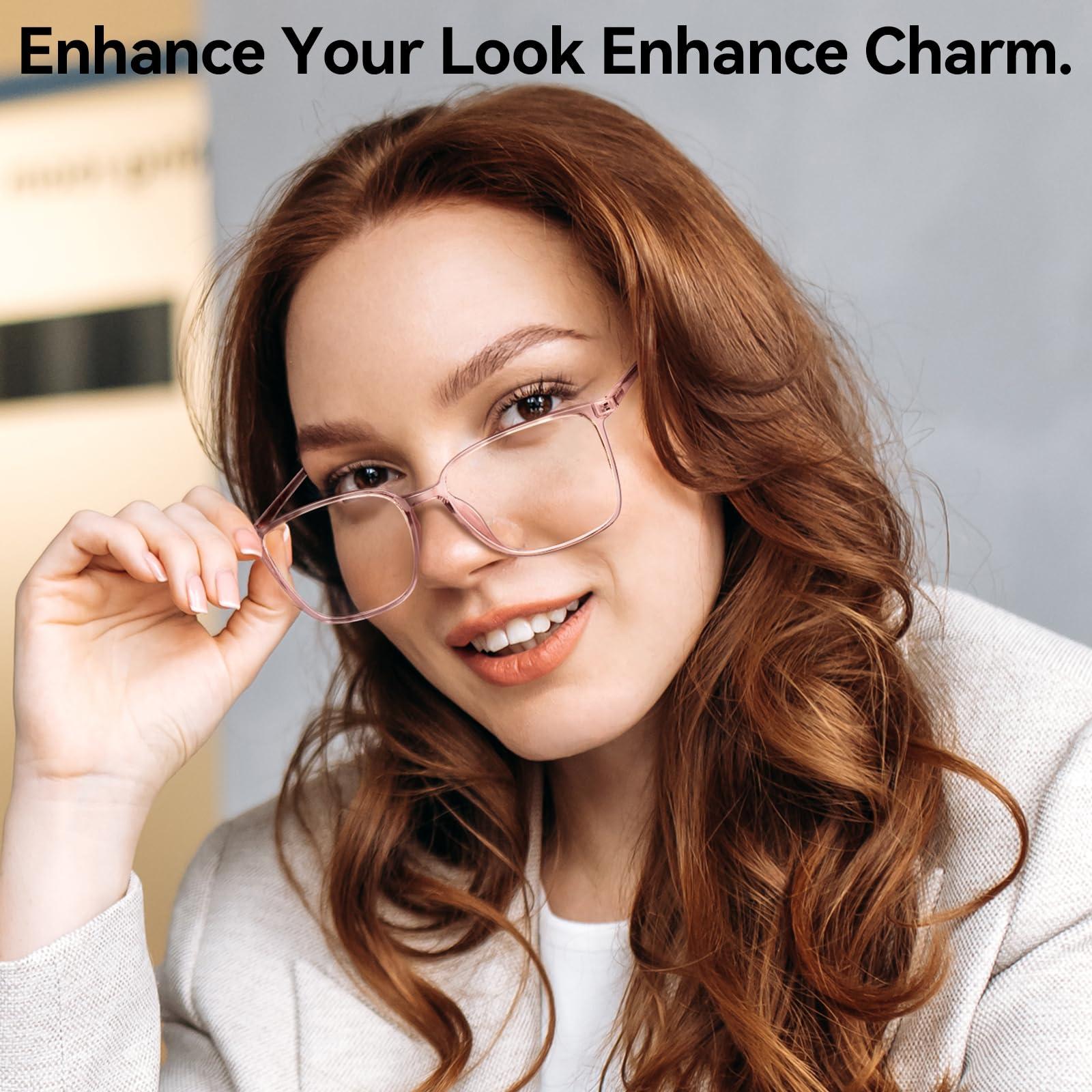 Dollger Dollger Blue Light Blocking Glasses Women Men Square Nerd Eyeglasses Frame Lightweight Computer Glasses Pink