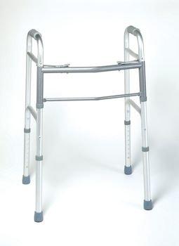 Days Days Two Button Walker, Adult Size With 5\" Wheels and Glide Caps, Mobility Aid for Elderly, Handicapped, and Disabled users, Sturdy Walking Device with Glide Caps, PVC Hand Grips, Dual Release Buttons