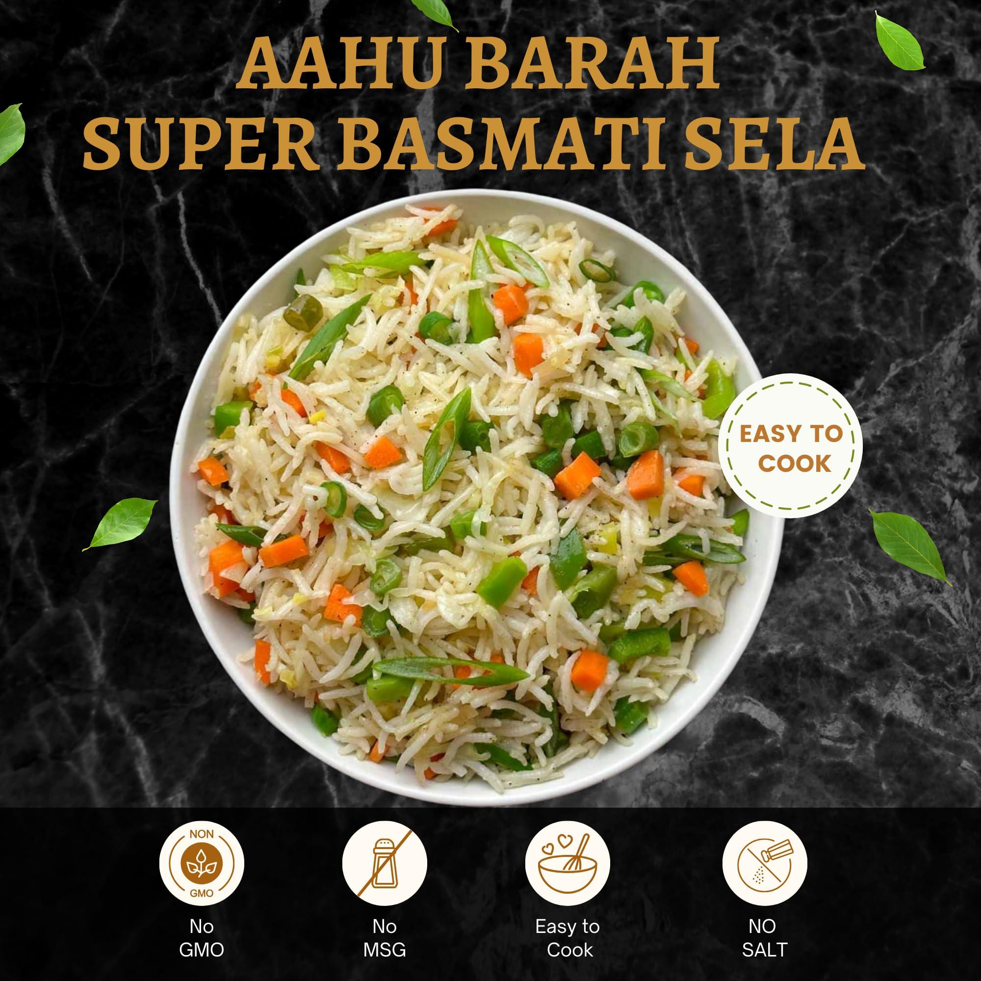 Aahubarah Aahu Barah Basmati Sela Rice - Extra-Long Grain for Superior Culinary Delights 10lb Pack