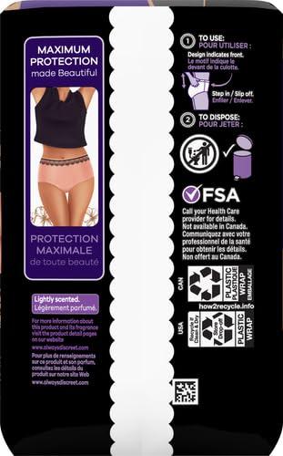 Always Discreet Always Discreet Boutique Adult Incontinence & Postpartum Underwear For Women, High-Rise, Size Small/Medium, Rosy, Maximum Absorbency, Disposable, 12 Count (Packaging May Vary)