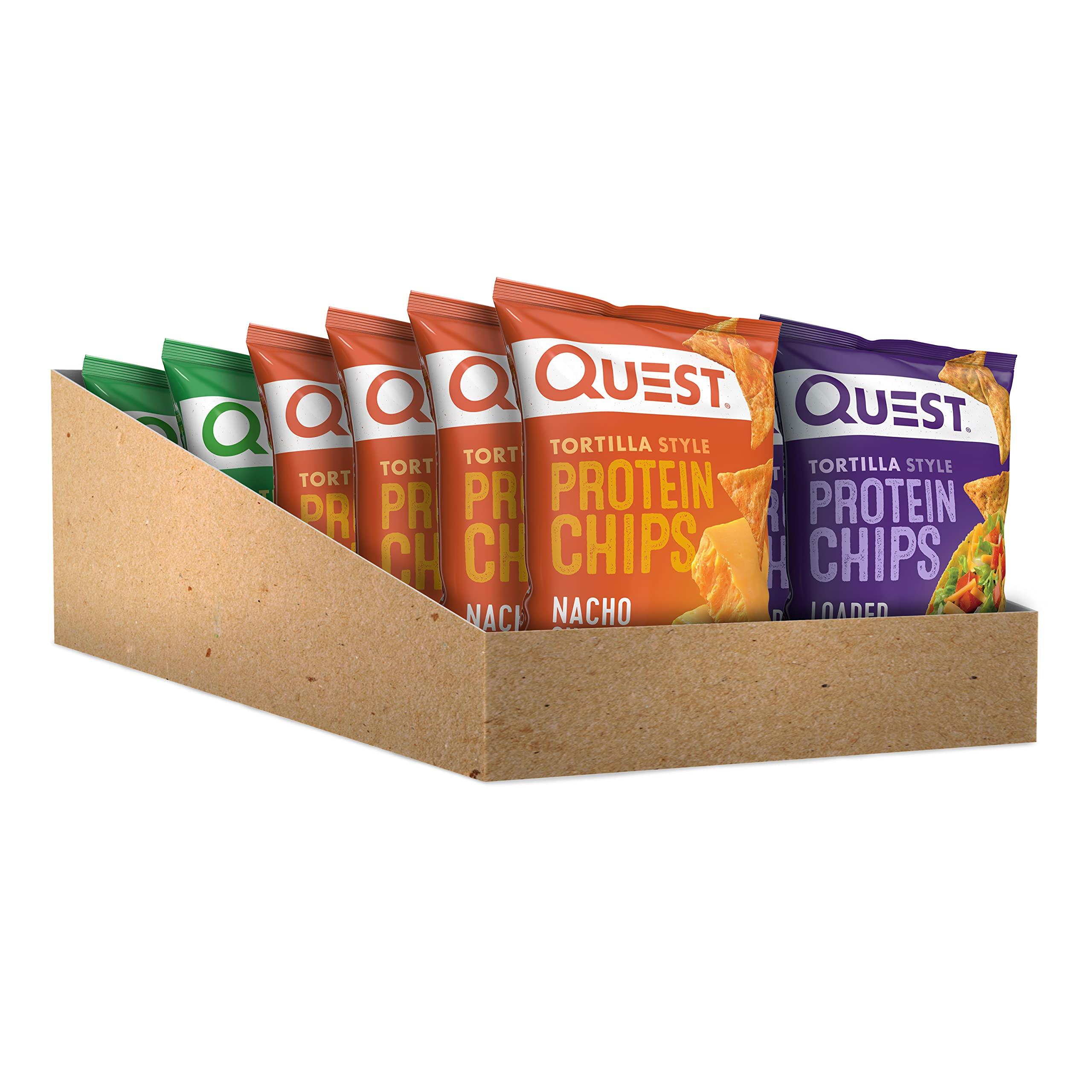 Quest Nutrition Quest Nutrition Caramel Chocolate Chunk Protein Bars, High Protein, Low Carb & Tortilla Style Protein Chips Variety Pack, Chili Lime, Nacho Cheese