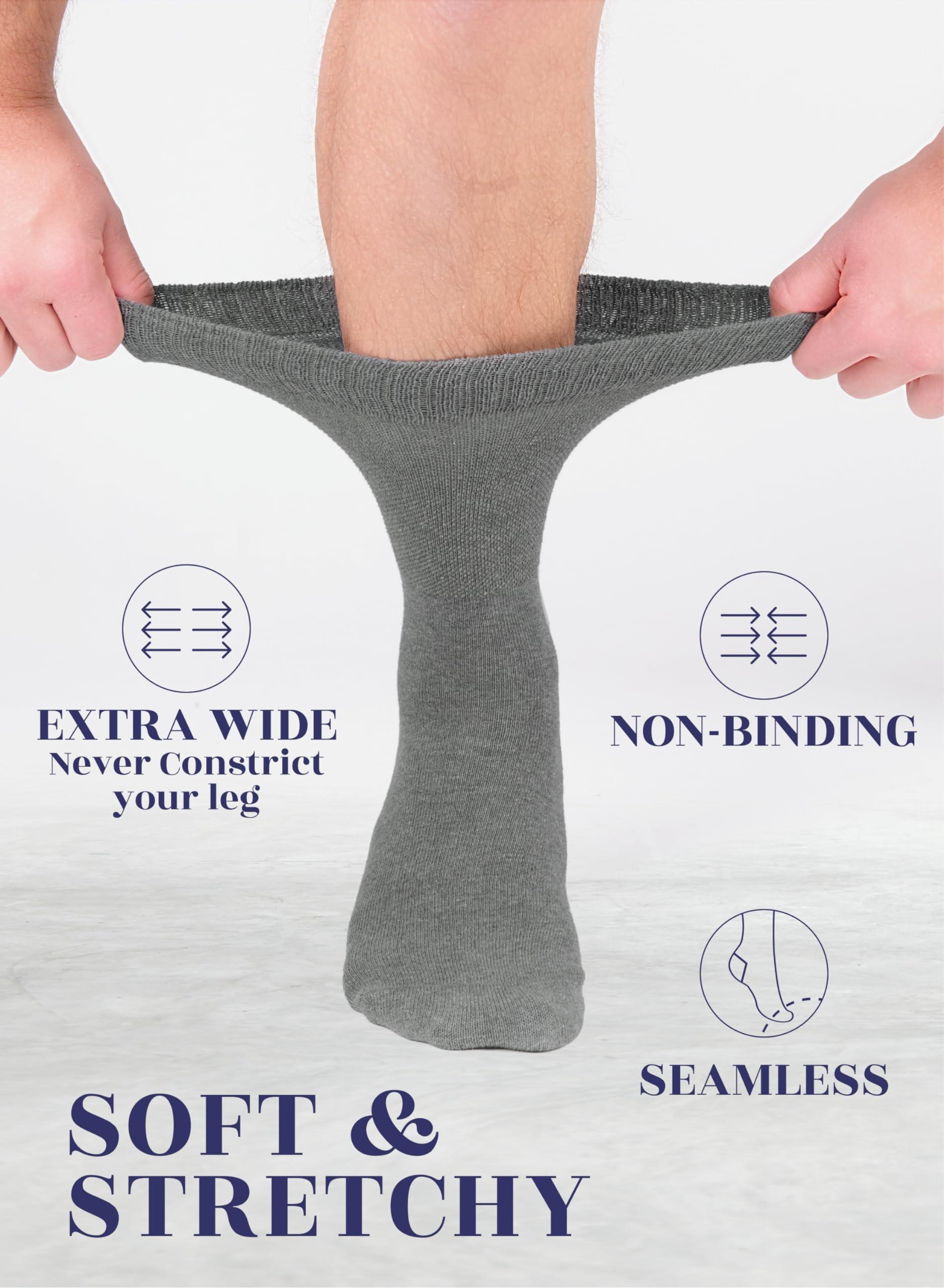 Hugh Ugoli Hugh Ugoli Men\'s & Women\'s Cotton Diabetic Crew Socks, Melange Gray, X-Large, Shoe Size: US 12-14 for Women & US 11-13 for Men, 8 Pairs