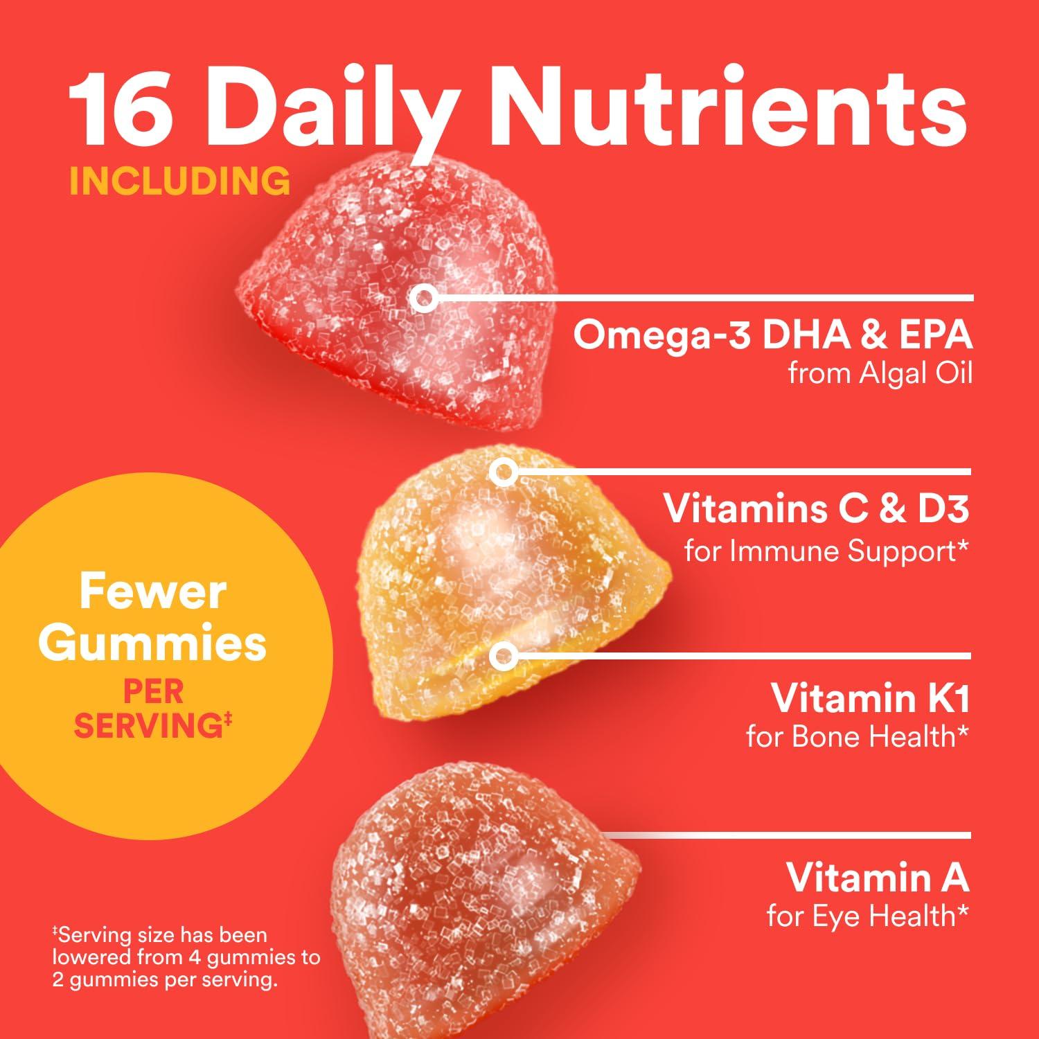 SmartyPants SmartyPants Kids Multivitamin Gummies - Improved Formula: Omega 3 (DHA/EPA), Vitamins D3, C, B12, B6, Vitamin A, K & Zinc, Gluten Free, Three Fruit Flavors, 60 Count (30 Day Supply)