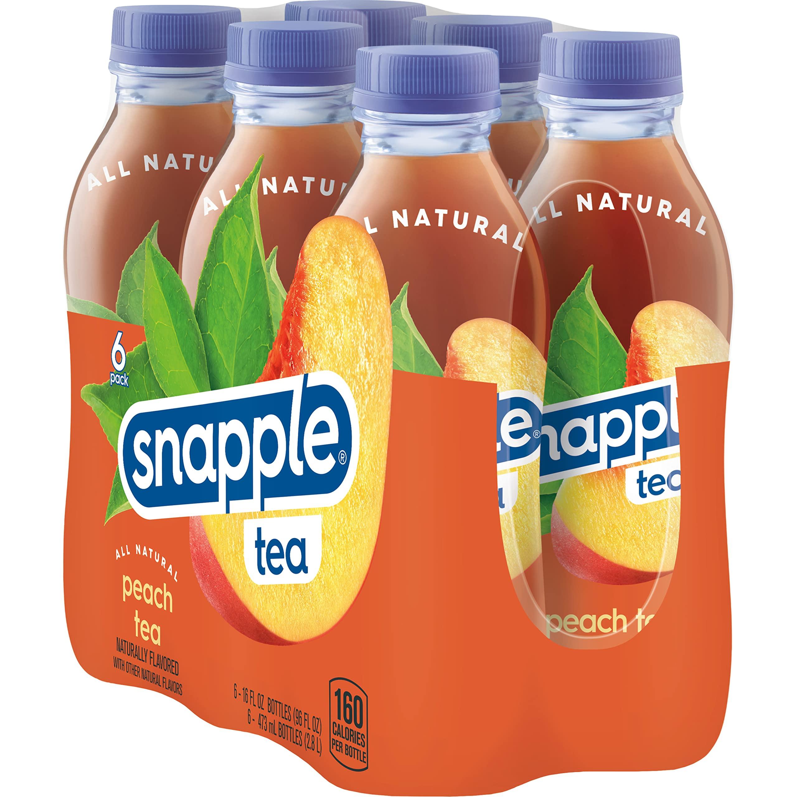 Snapple Snapple Peach Tea, 16 fl oz recycled plastic bottle, 6 pack