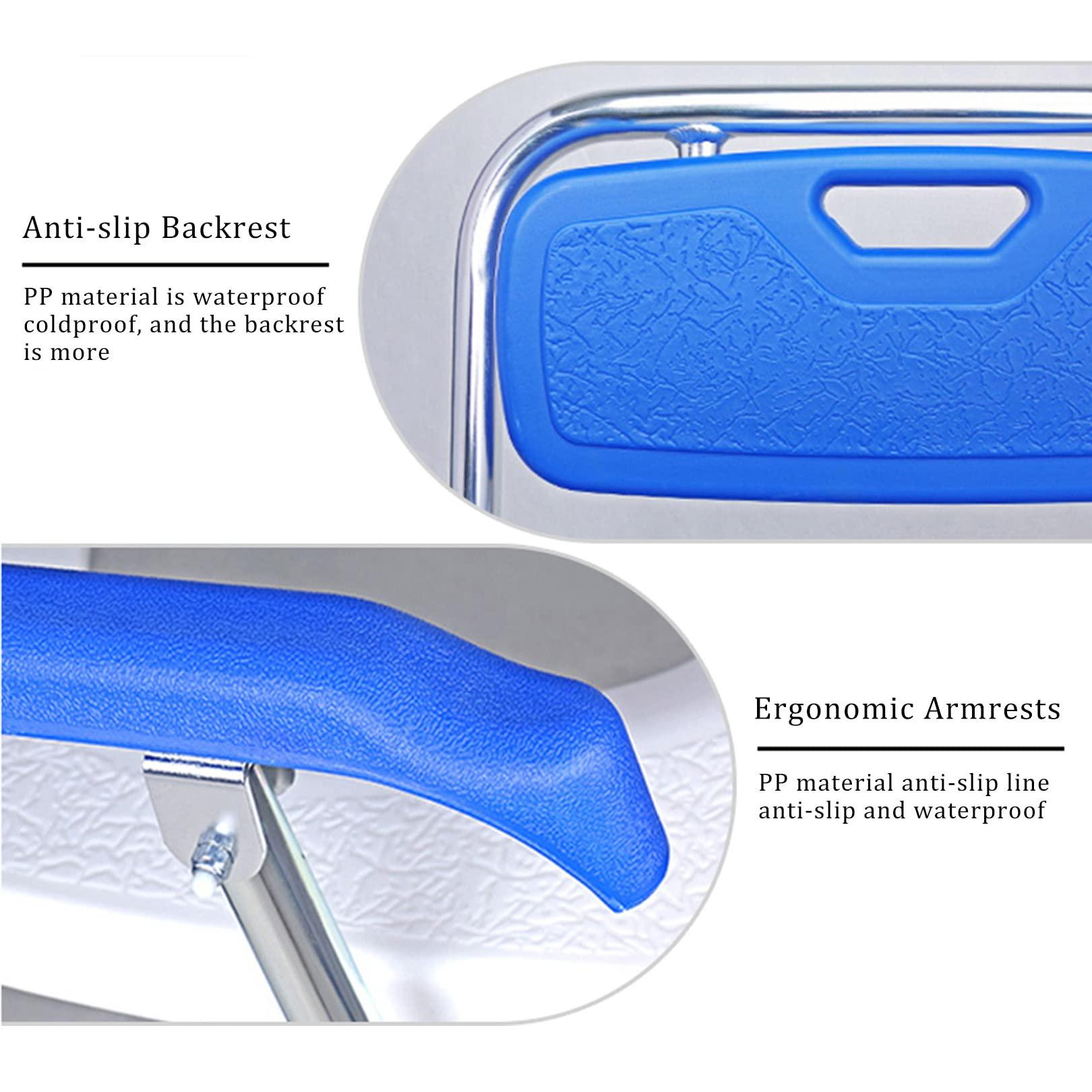 NileMAll Foldable Bedside Commode Chair - Heavy Duty Stainless Steel Commode Seat, Bedside Potty Chair for Adults, Medical Handicap Toilet Seat with Handles and Bucket