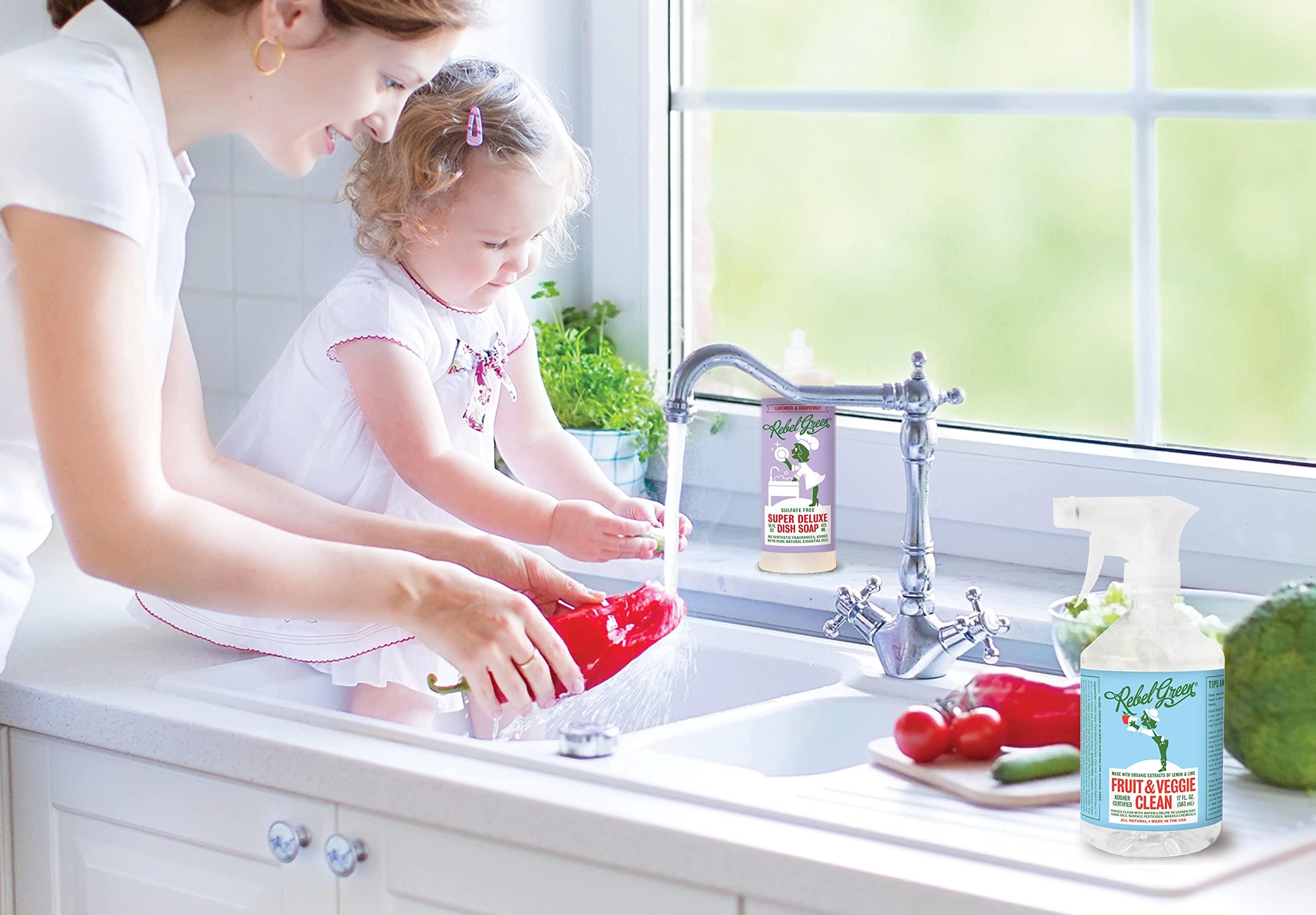 Rebel Green Rebel Green Super Deluxe Dish Soap - Natural Dishwashing Soap - Liquid Dish Detergent - Sustainable Dish Liquid Scented with Chai Tea - (16 oz Bottles, 4 Pack)