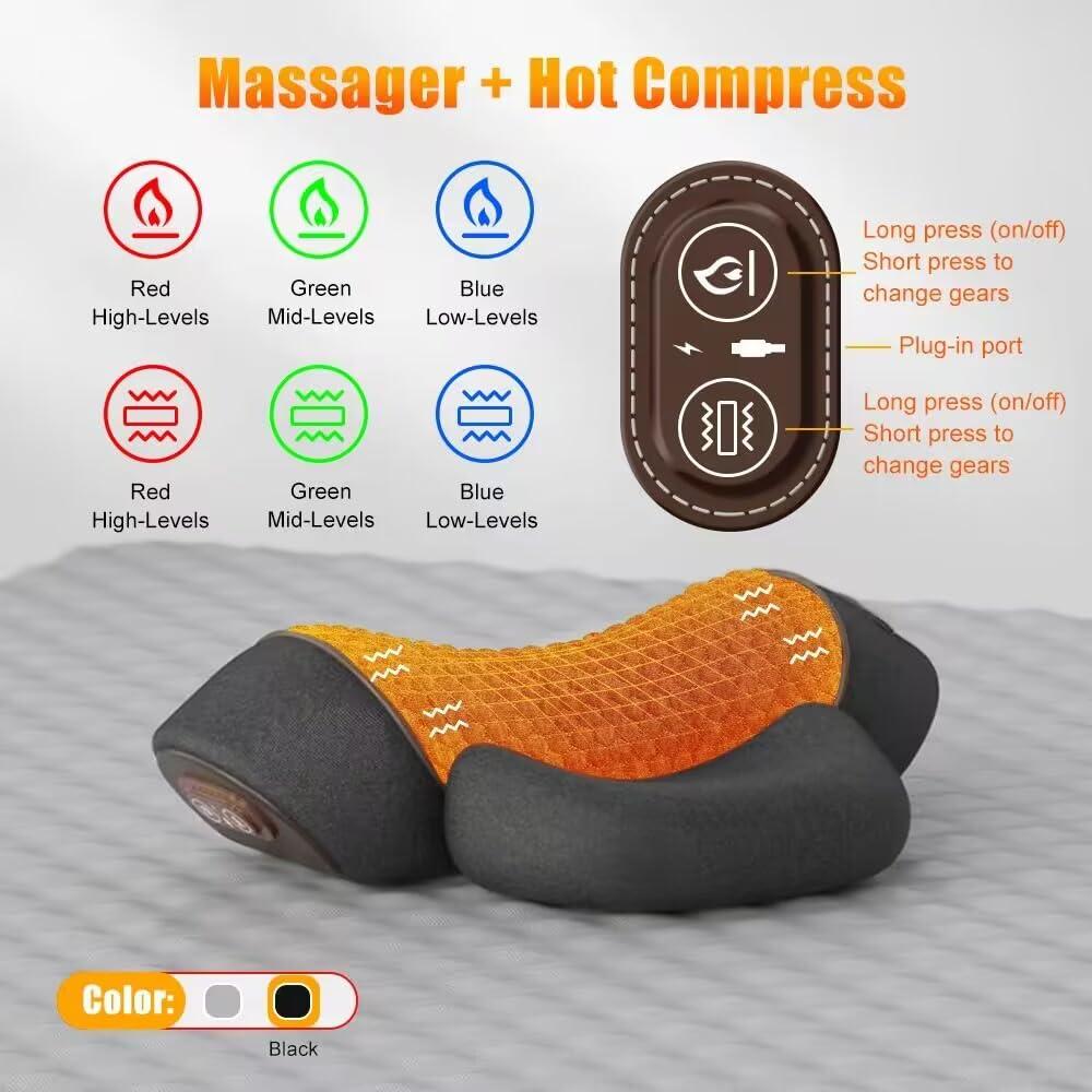 DR.MCHIRS DR.MCHIRS Neck Massage Pillow Shiatsu for Pain Relief, Massagers for Neck and Back, Shoulder, Leg Deep Kneading Shoulder Back and Foot Massager with Heat-Relaxation Gifts for Women/Men/Dad/Mom