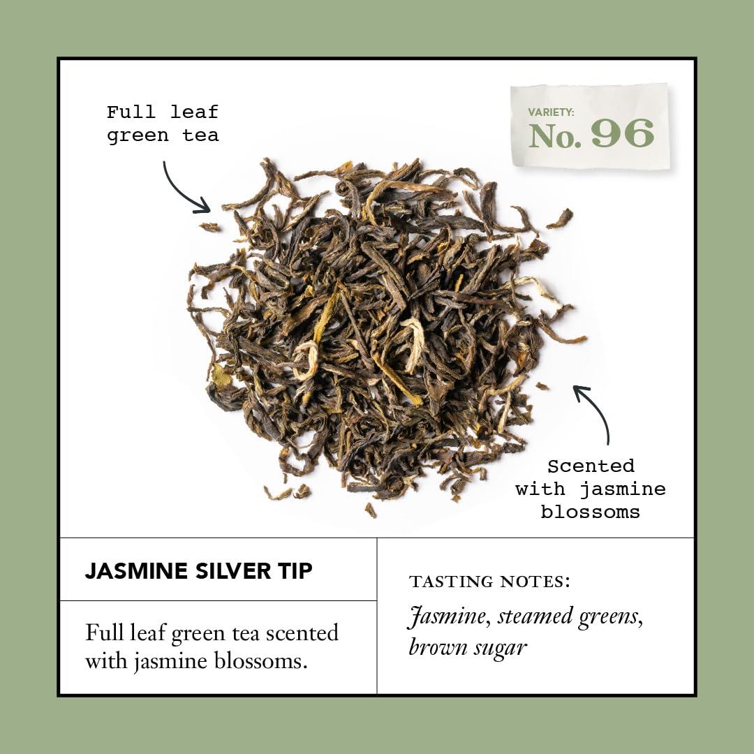 STEVEN SMITH TEAMAKER Smith Teamaker | Jasmine Silver Tip No. 96 | Caffeinated Green Tea with Jasmine Blossoms | Scented Full Leaf Green Tea (15 Sachets, 1.3oz each)
