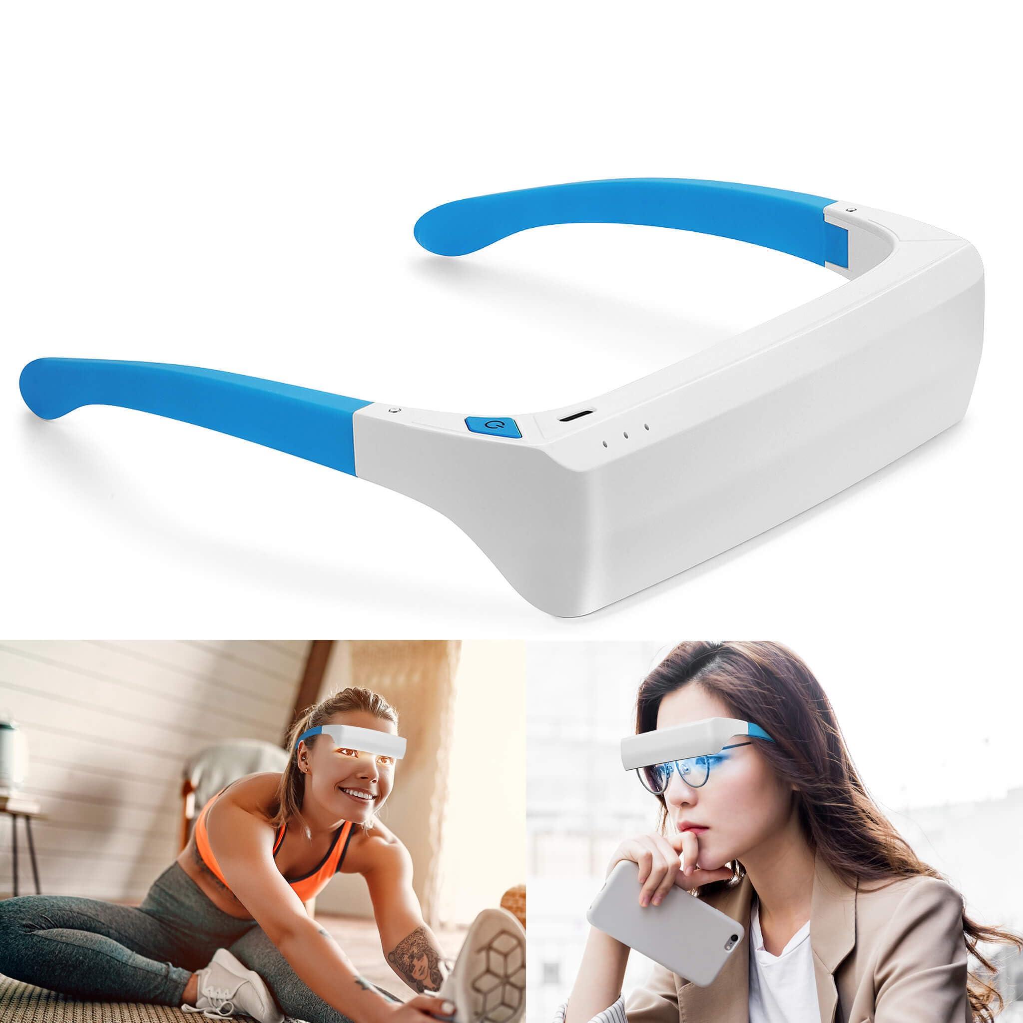 Lukirch Lukirch Light Therapy Glasses, Portable & Wearable UV-Free Blue White (2 in 1) LED Light Therapy Lamp, Natural Relief for Good Sleep, Happy Mood, Boost Energy and Jet Lag (Glasses-Pro)