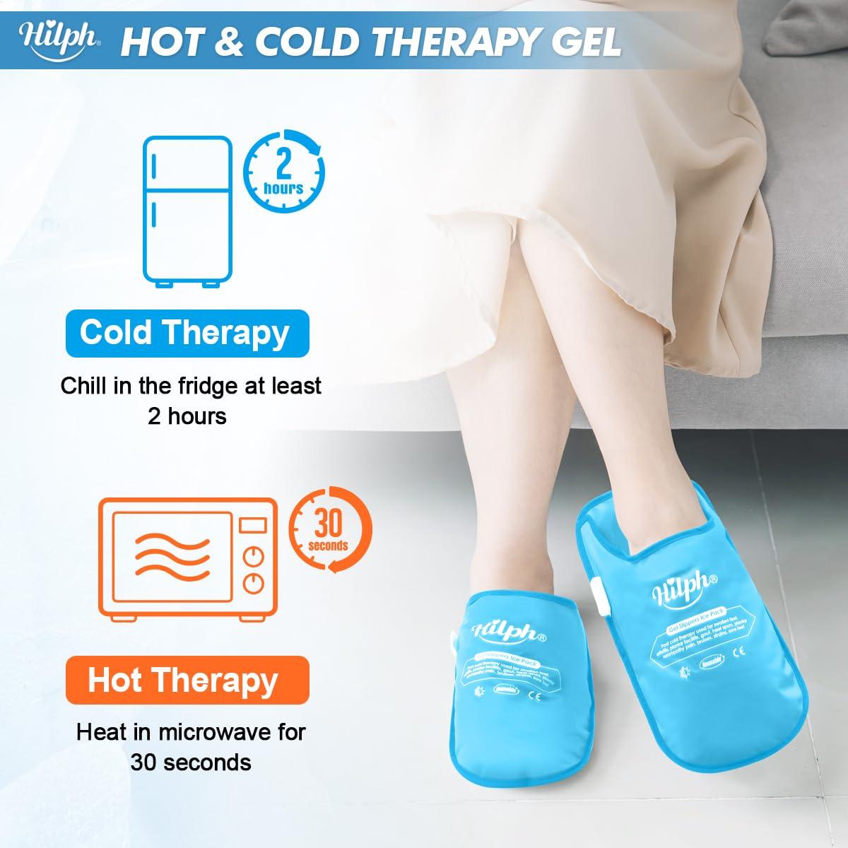 Hilph Hilph Foot Ice Pack Slippers for Plantar Fasciitis 2 Packs, Reusable Hot Cold Packs Gel Ice Slipper for Foot and Broken Toes, Gout, Foot Surgery, Neuropathy, Diabetic, Swollen (Sky Blue)