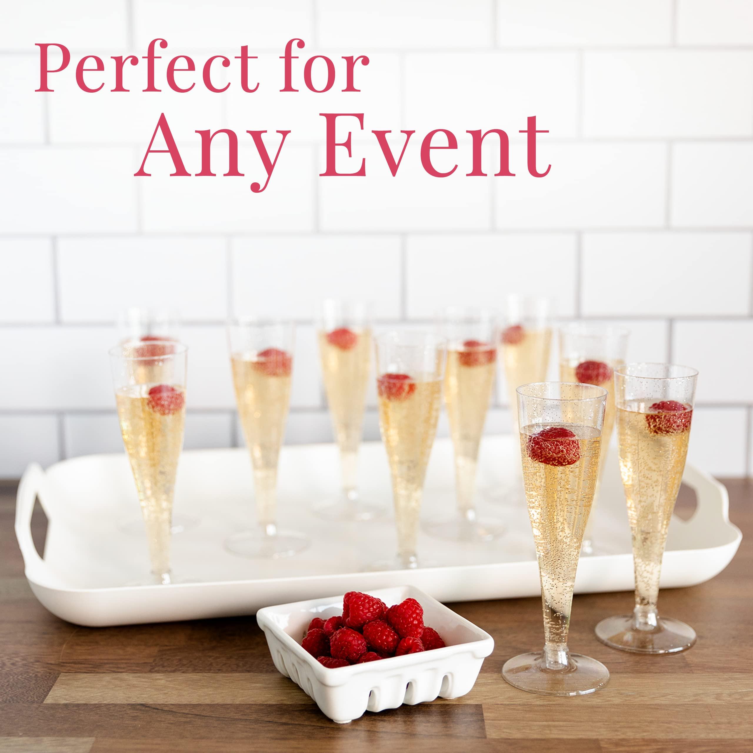 Prestee Prestee 24 Champagne Flutes Plastic | Disposable Champagne Flute | Silver Glitter Plastic Champagne Glasses for Parties | Mimosa Bar, Wedding, Shower Party, New Years Eve Party Supplies 2024 (Silver)