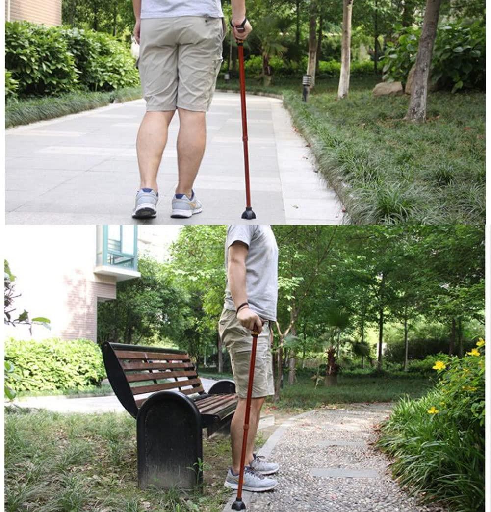 HEBEHO HEBEHO Quad Cane for Elderly, Adjustable Cane with LED Light, Aluminum Walking Cane for Men, Women, 360 Swivel Pivot Tip, Heavy Duty Walking Stick with Wrist Strap (Color : Brown)