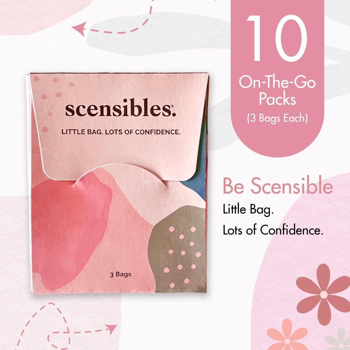 SCENSIBLES Scensibles Disposal Bags (Travel Pack, 3 Bags per Pack, Set of 10) - For Tampons, Liners, Condoms & More - Compact, Discreet & Odor-Reducing Solution