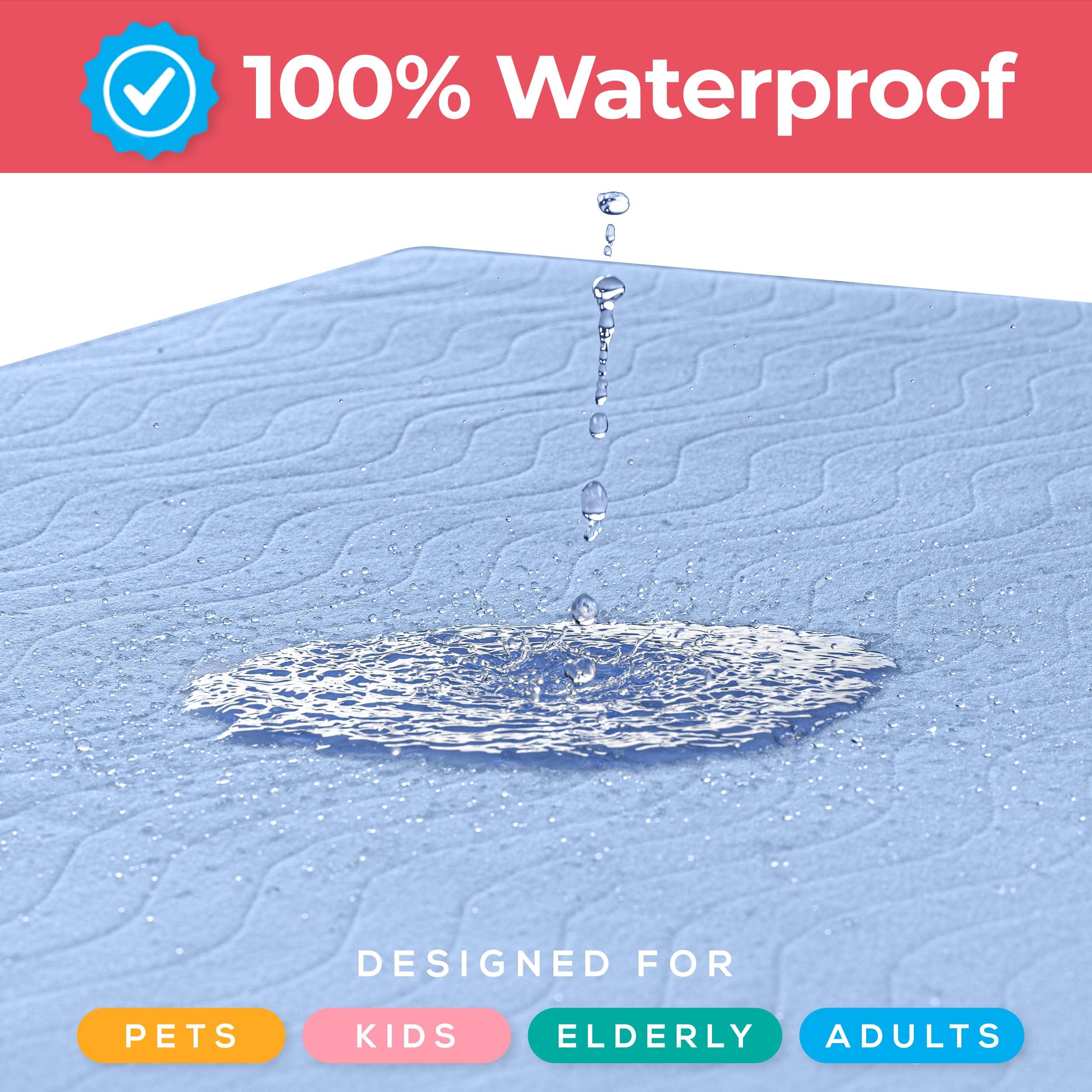 Utopia Bedding Utopia Bedding Washable Underpads 18\" x 24\" (Pack of 4), Waterproof Reusable Heavy Absorbency Incontinence Bed Pads for Adults, Kids, Elderly and Pets, Bedwetting Pads for Sofa and Couch (Blue)