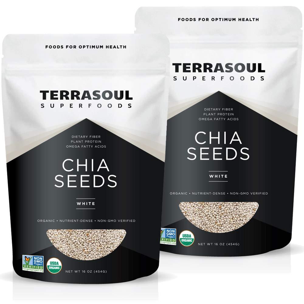 Terrasoul Superfoods Terrasoul Superfoods Organic White Chia Seeds, 2 Lbs (2 Pack) - Omega Fats | Fiber | Plant Protein