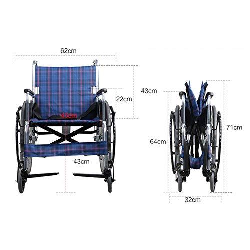 YUSIWOAL Light Transport Folding Lightweight Transport Mobile Wheelchair Portable Aluminum Alloy Elderly Elderly Disabled Lightweight Transport Mobile Wheelchairs with Handbrake