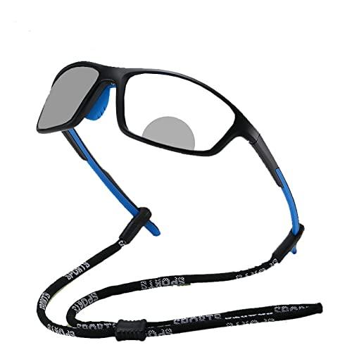 willochra outdoor Transition Photochromic Bifocal Reading Glasses for Men 2pcs Sun protection Sports Presbyopia Sunglasses reader (2pcs-black red&blue, 3.0, multiplier_x)