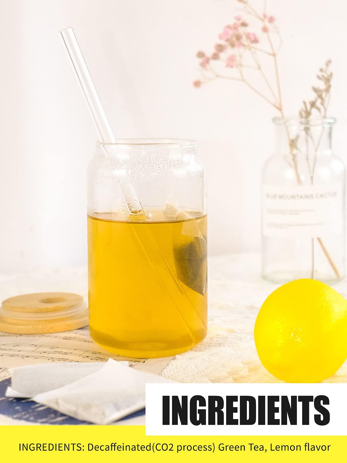 TeeLux TeeLux Decaf Lemon Green Tea, Decaffeinated Green Tea Bags, Decaf Green Tea with Refresh Lemon Aroma & Flavor, 100 Count Tea Bags