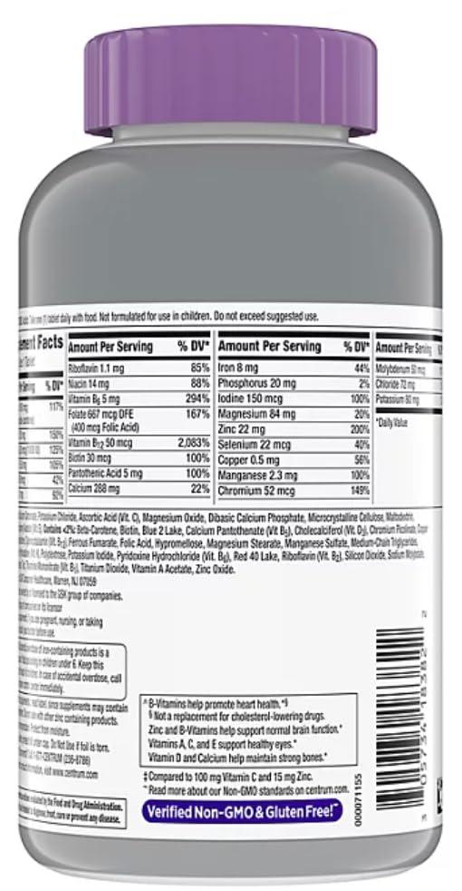 Centrum Centrum Silver Women 50 Plus, 275 Tablets per Bottle, with Higher Levels of Vitamin C & Zinc