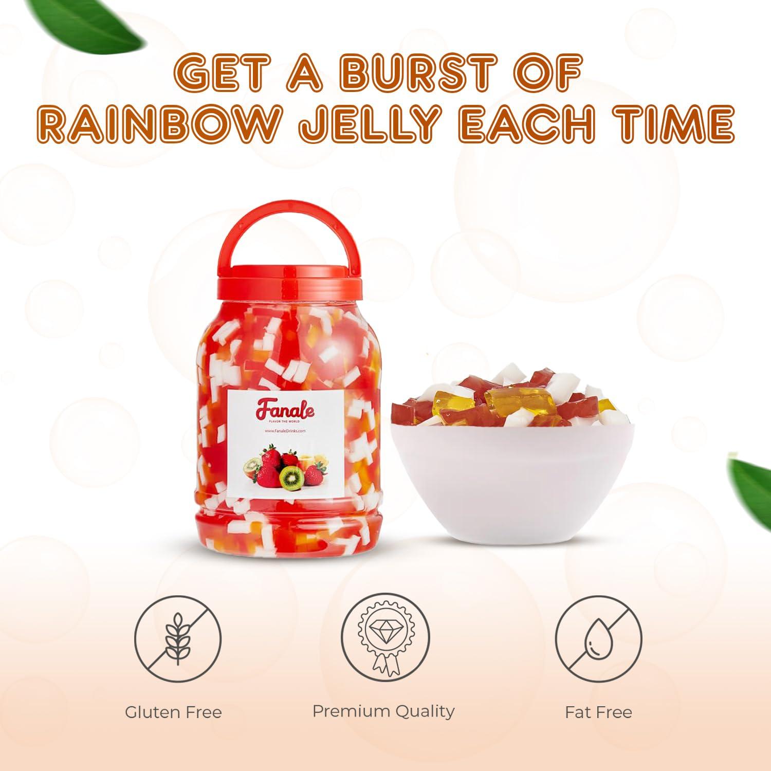 Fanale Fanale Coconut Jelly Topping nata de coco for Bubble Tea 8.3 lb | Rainbow Jelly | for Boba Tea, Smoothies, Slushes, Desserts | 8.3 pound (Pack of 4) | JEL001-CS