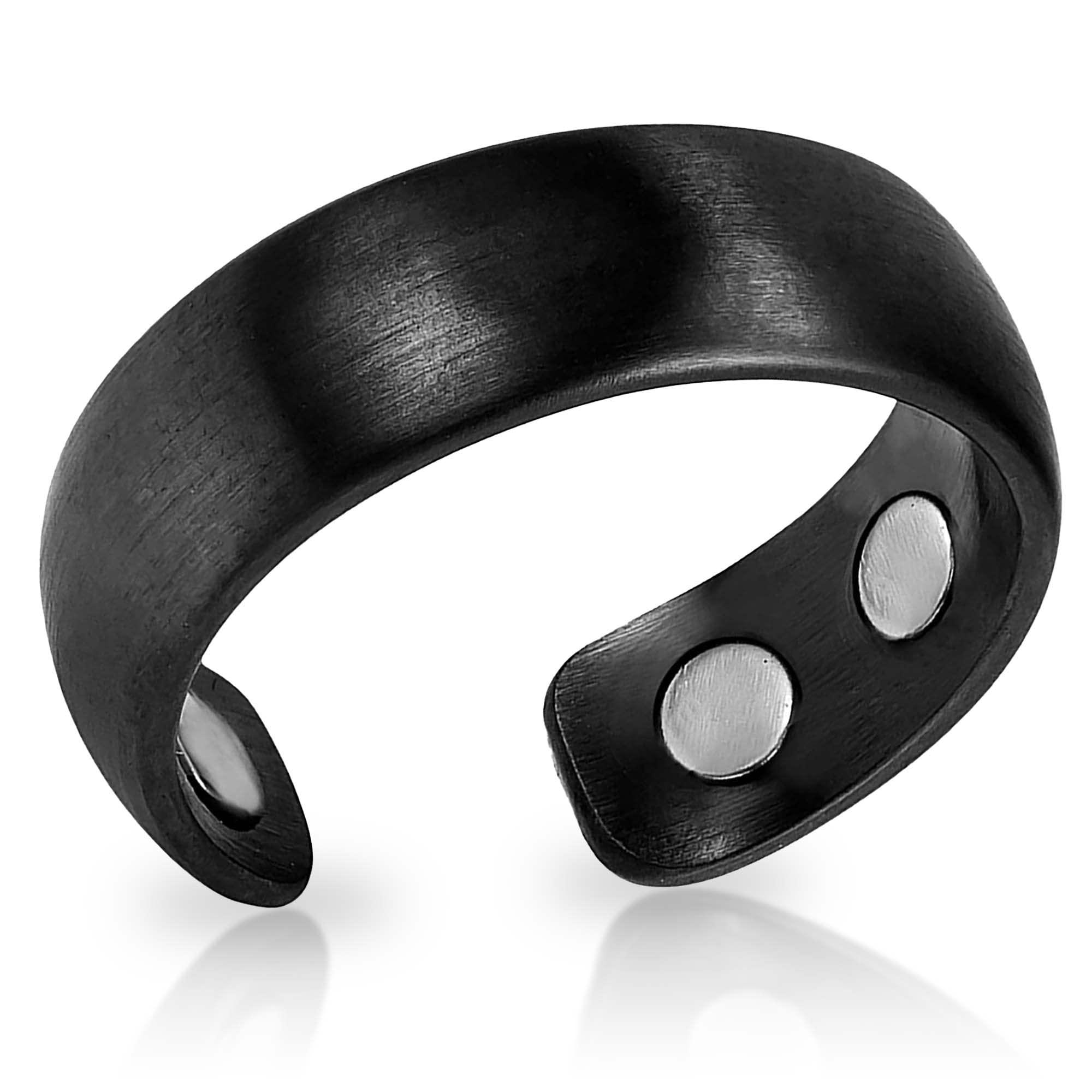 MagnetRX MagnetRX Magnetic Ring - Elegant Stainless Steel Ring - Magnet Rings for Men (Black | Size: 10)