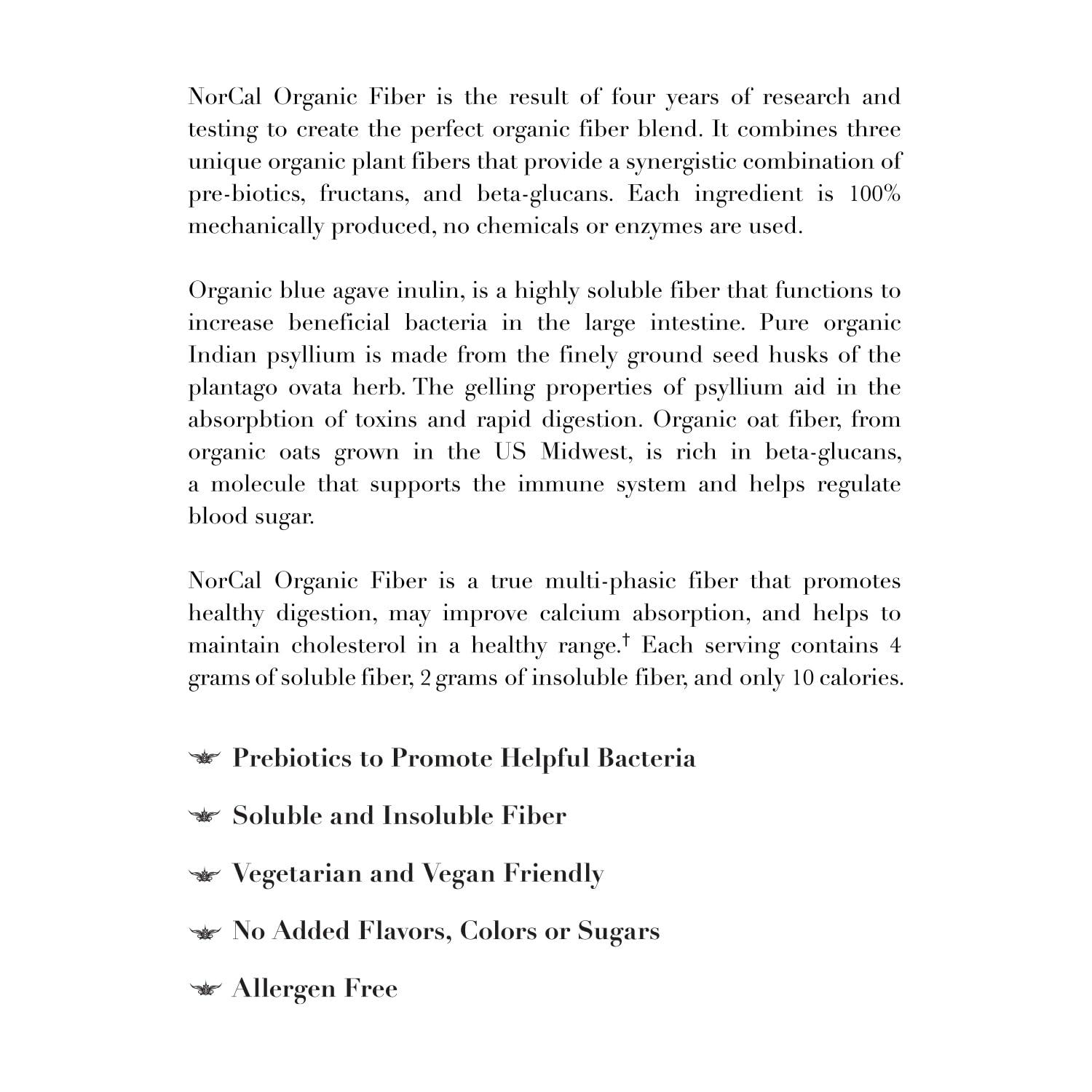 NorCal Organic Norcal Organic Fiber - 2lbs | Prebiotics & Psyllium Husk Blend | Gluten-Free, Non-GMO, Soluble & Insoluble Fiber Supplement