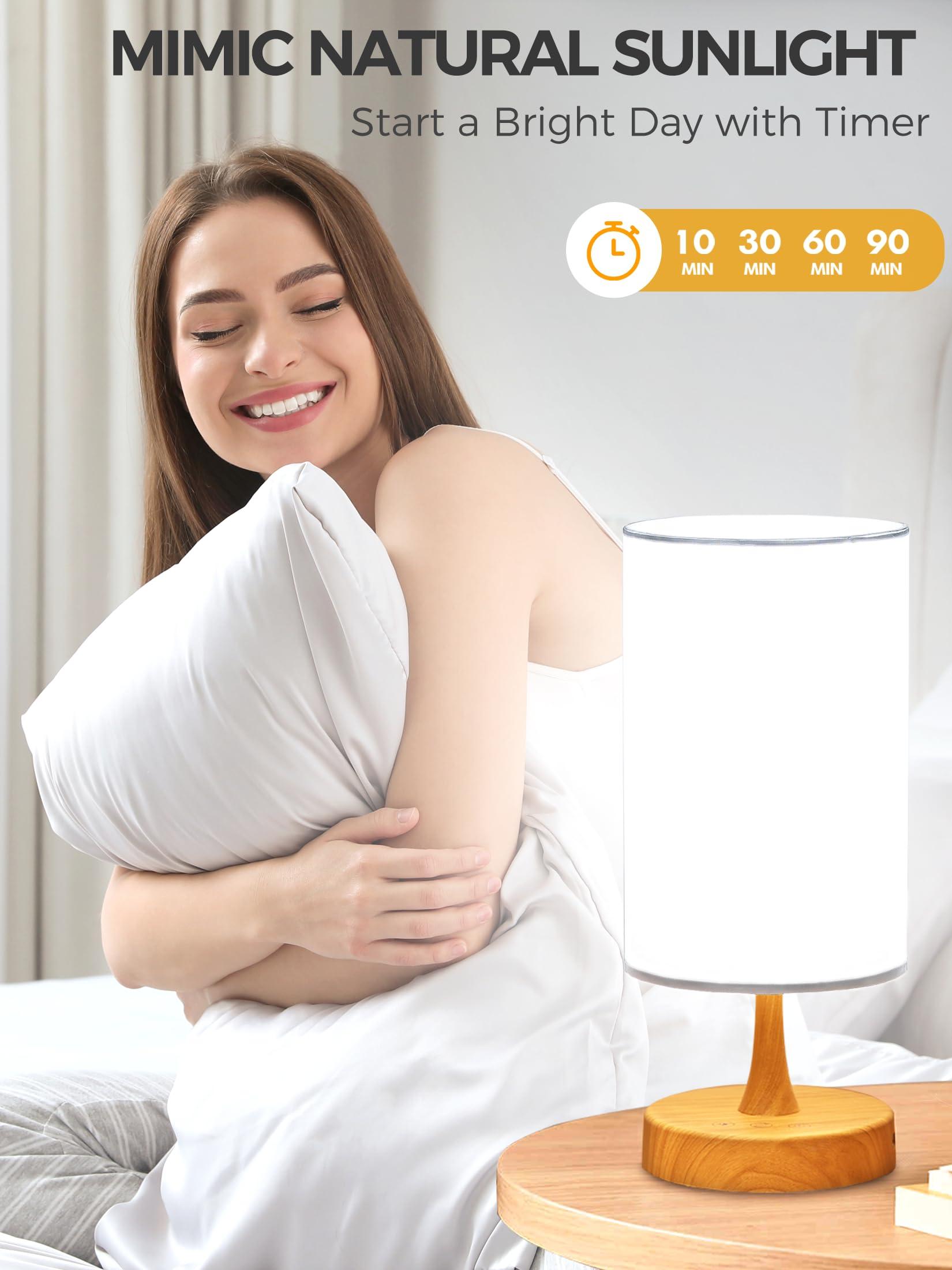 OYADISIIOP OYADISIIOP Light Therapy Lamp, 10000 Lux Daylight Lamp with 3 Color Temperatures, Adjustable Brightness, Timer & Memory Function, Sunlight Lamp with Remote Control(Grain Base White Shade)