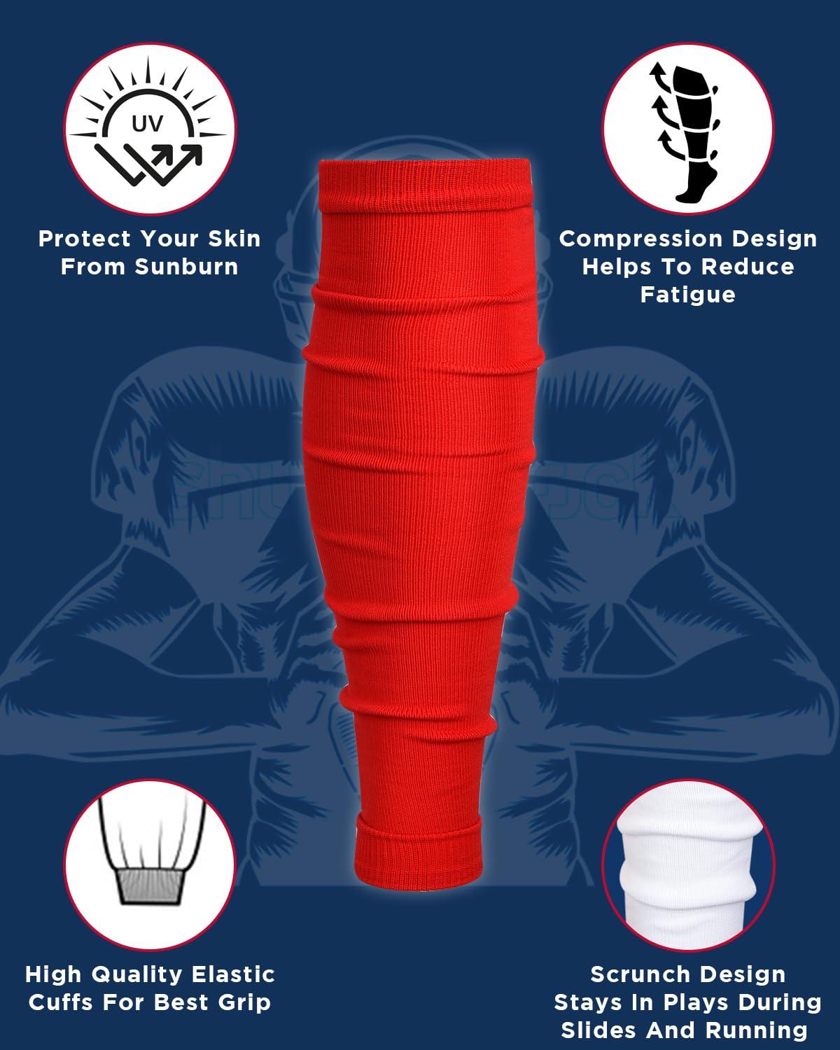 Exxact Sports Exxact Sports Leg Sleeves for Men Football Calf Compression Sleeve, Calf Sleeves for Men & Boys, Football Leg Sleeve (1 Pair) (Adult, Red)