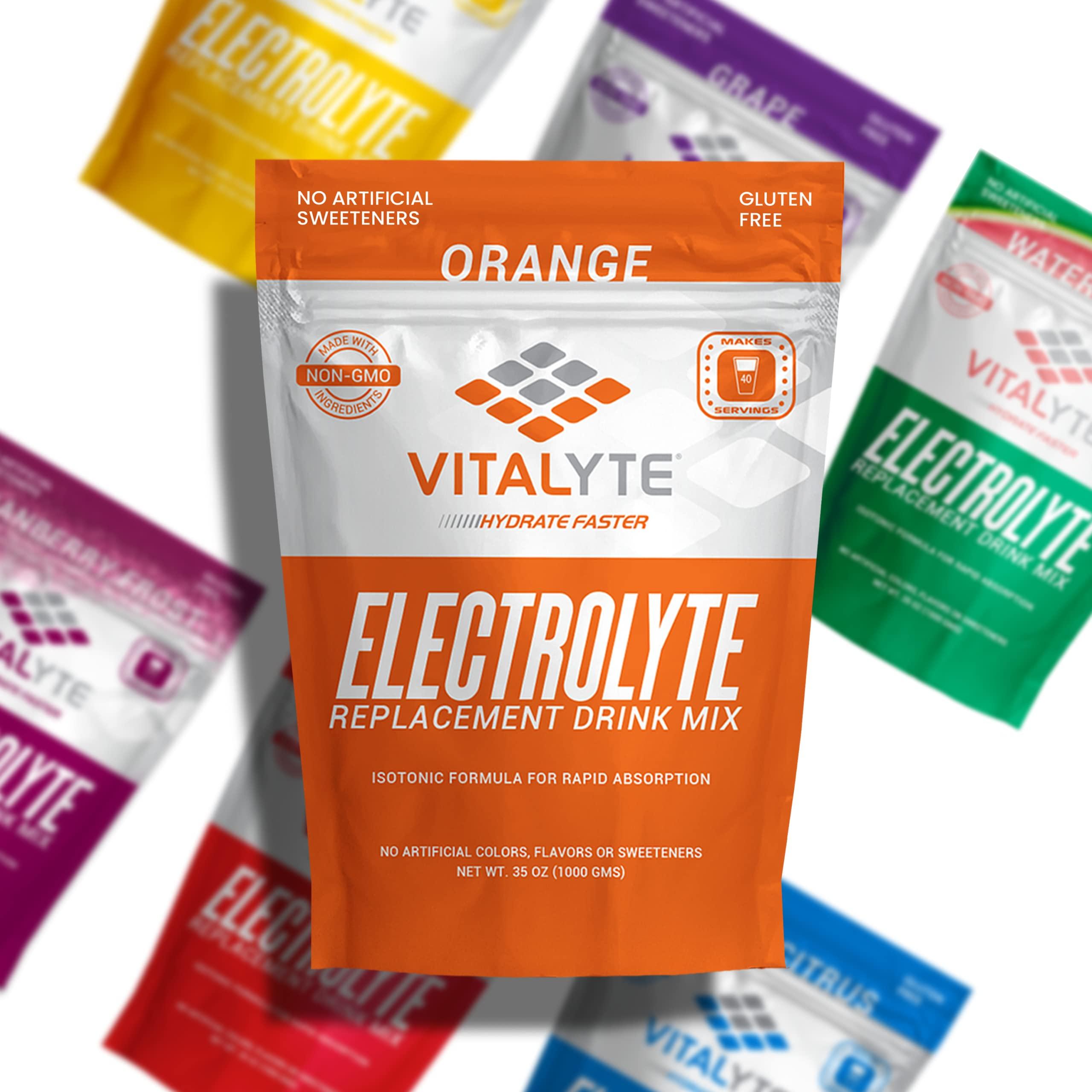 Vitalyte Vitalyte Electrolyte Powder Drink Mix Bundle, 1 Standup Pouch + 25 Count Packet, Gluten Free Post Workout Powder Drink Mix, Orange Flavor