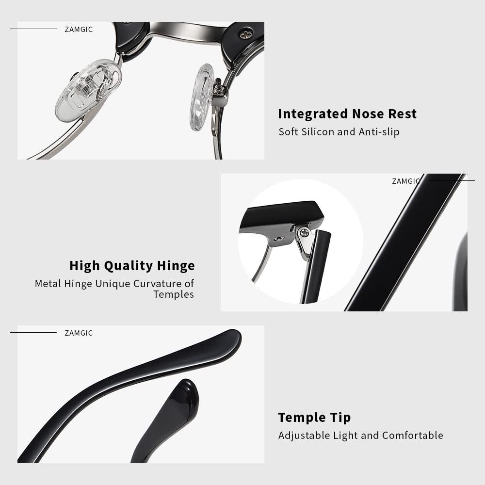 ZAMGIC ZAMGIC Photochromic Sunglasses Blue Light Blocking Glasses for Men and Women Day Night Multi-use Eyeglasses (Shiny Black)