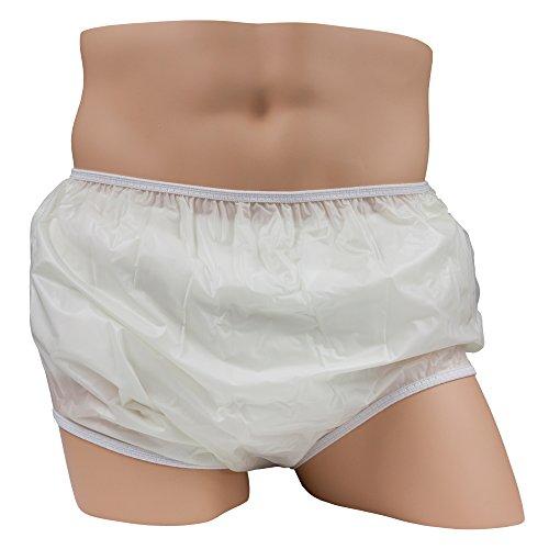 LeakMaster LeakMaster Adult Pull-On Vinyl Plastic Pants - Soft, Quiet and Form Fitting Incontinence Waterproof Diaper Covers for Adults - White, X-Small Fits 26-30 Inch Waist