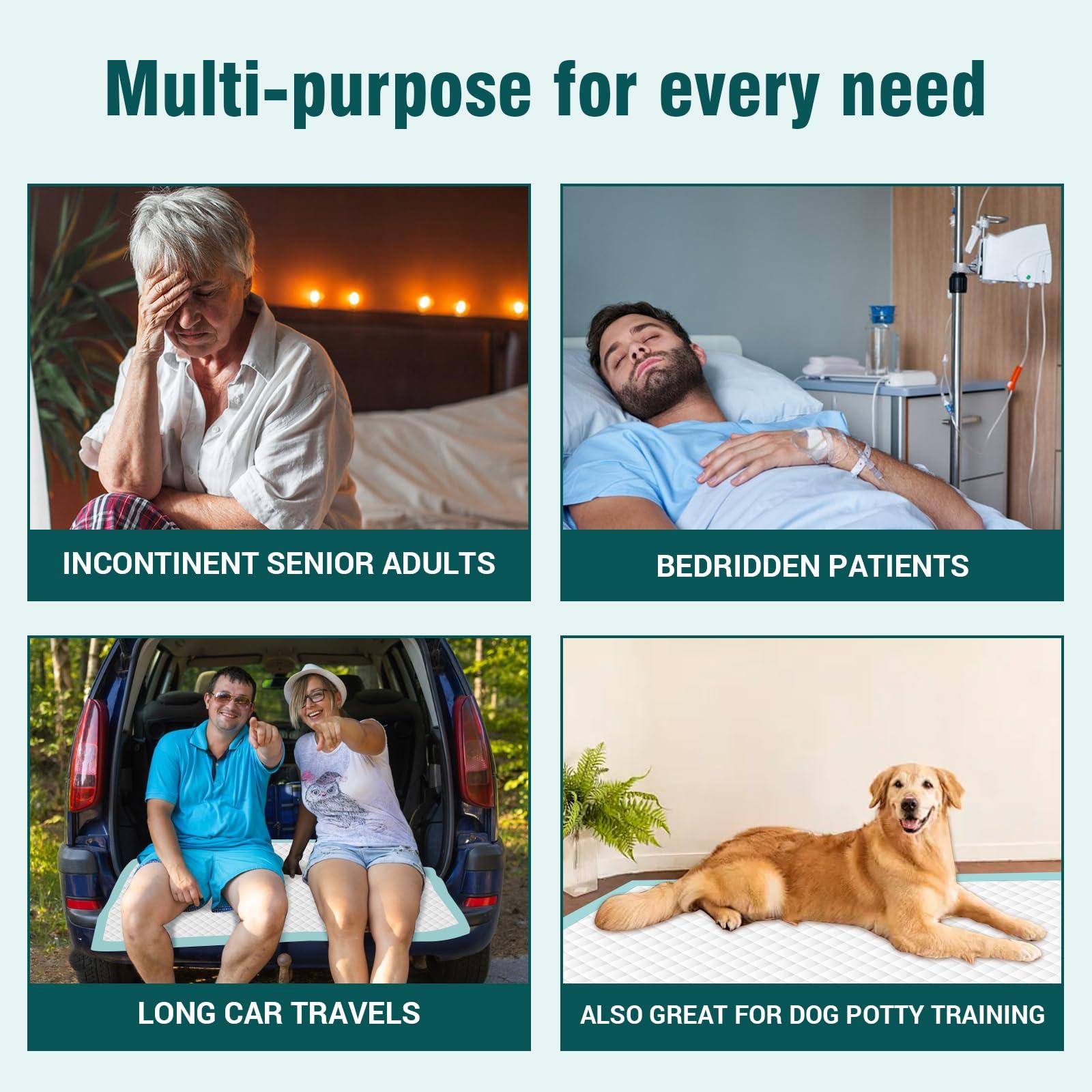 BIGGMED BIGGMED Tear-Resistant Chucks Pads Disposable 48\" x 36\" Underpads Extra Large Incontinence Bed Pads Heavy Duty Absorbency Chux Pads Pee Pads for Adult Elderly Puppy Pads for Training, 20 Pads