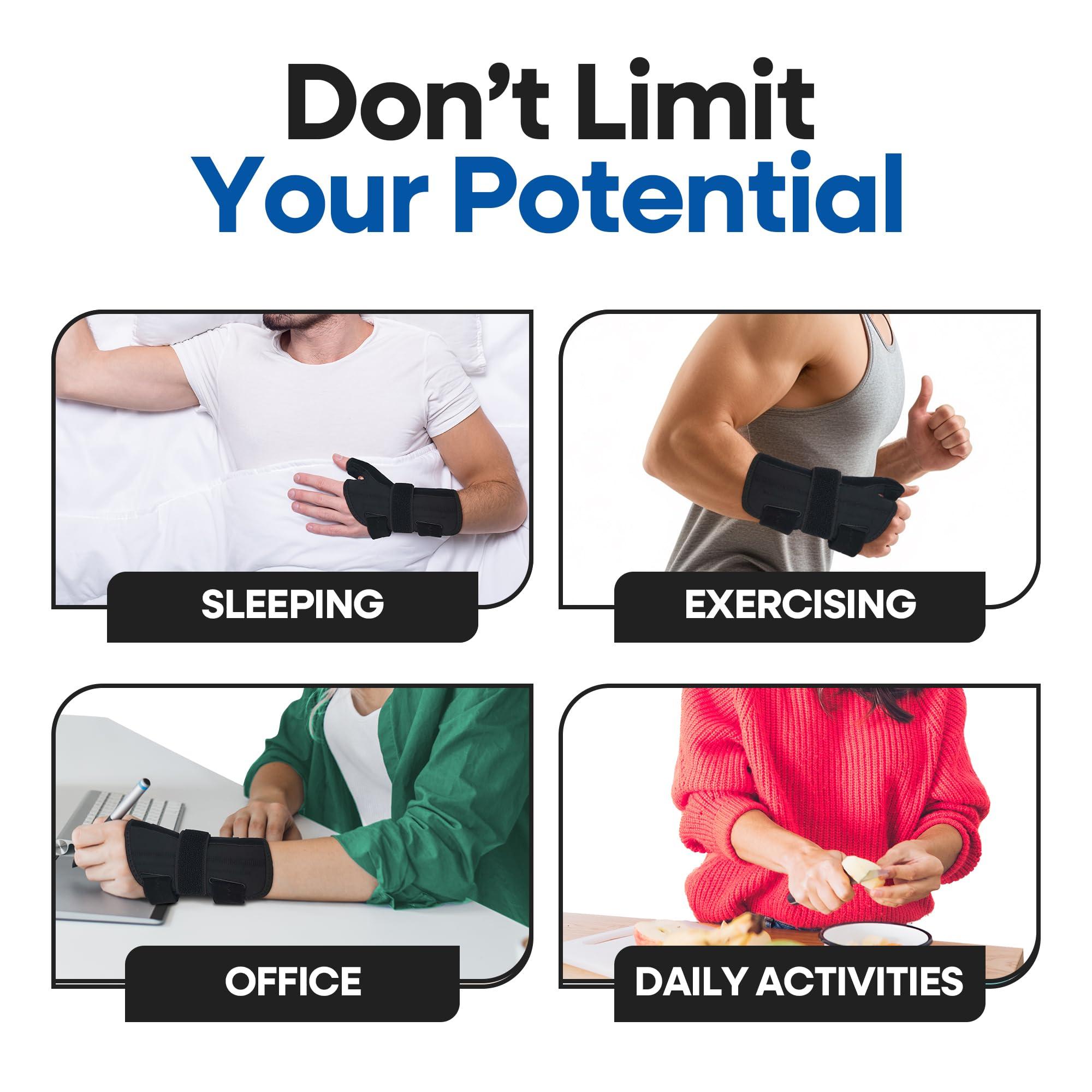 ARMSTRONG AMERIKA Thumb Splint & Wrist Brace | Carpal Tunnel Wrist Splint with Thumb Spica Splint | Thumb Stabilizer & Wrist Support For Tendonitis Pain, Arthritis, CMC Trigger Thumb (SM/MED, LEFT HAND)