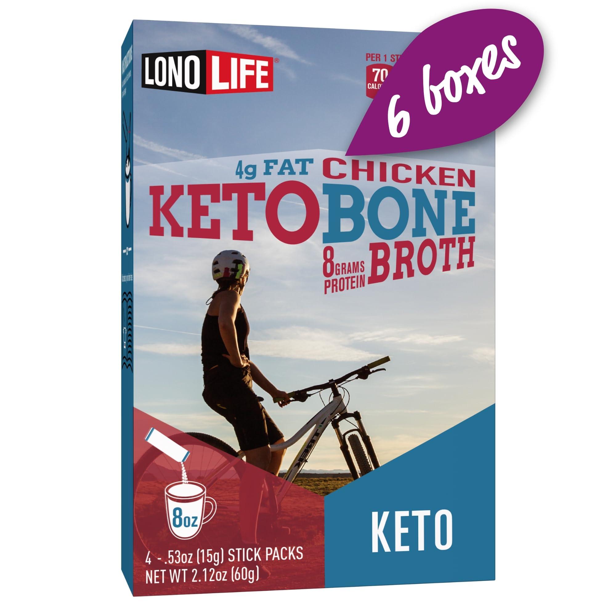 LONOLIFE LonoLife Keto Chicken Bone Broth Powder Mix | 10g Protein | Collagen-Rich, Keto & Paleo Friendly | Natural Ingredients | 24 Portable Stick Pack Servings