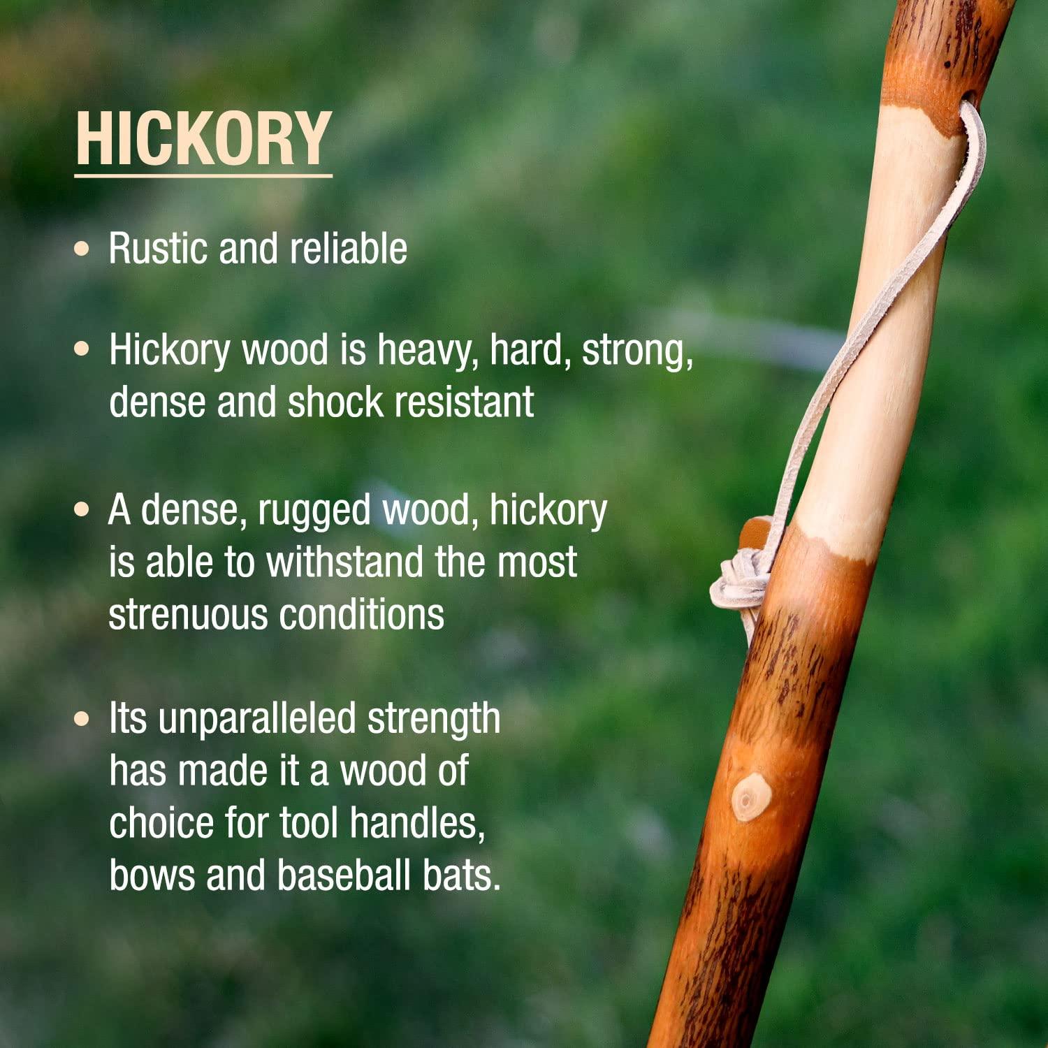 Brazos Brazos Rustic Wood Walking Stick, Twisted Hickory, Traditional Style Handle, for Men & Women, Made in the USA, 48"