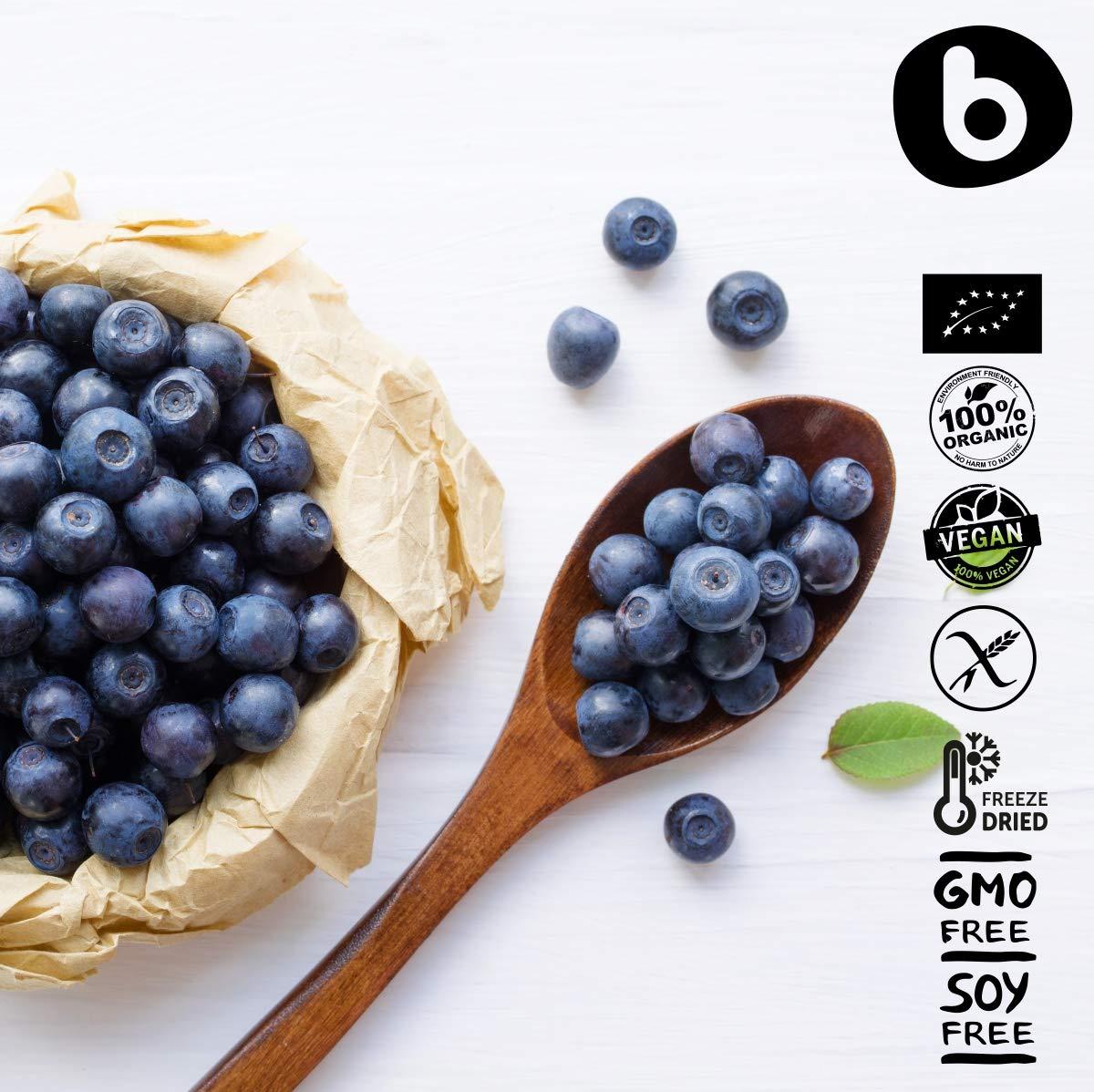 b Organic Wild Blueberry Powder from Freeze Dried Wild Blueberries, Bilberries, Antioxidant Superfood, for Smoothies, Baking and Flavoring, 2.65oz