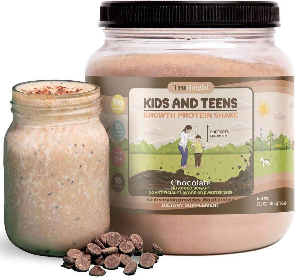 TruHeight TruHeight Growth Protein Shake (Chocolate Milk Flavor, Whey) Natural Growth & Development Protein Powder for Kids & Teens - Endorsed by Pediatricians - Vitamins & Minerals for Picky Eaters - Ages 5+