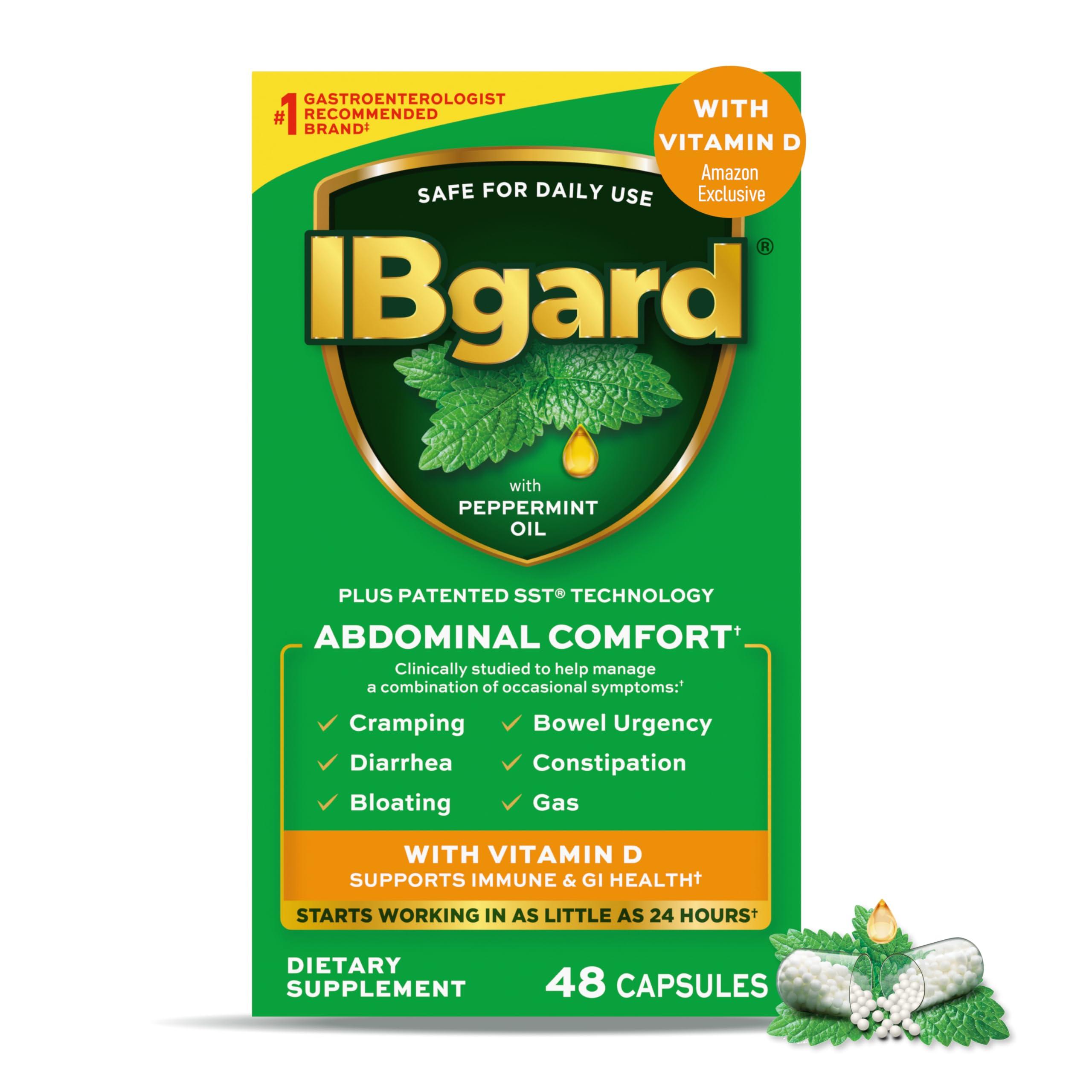 IBgard IBgard with Vitamin D, Peppermint Oil Capsules, Supports Immune and GI Health, 48 Capsules (Packaging May Vary)