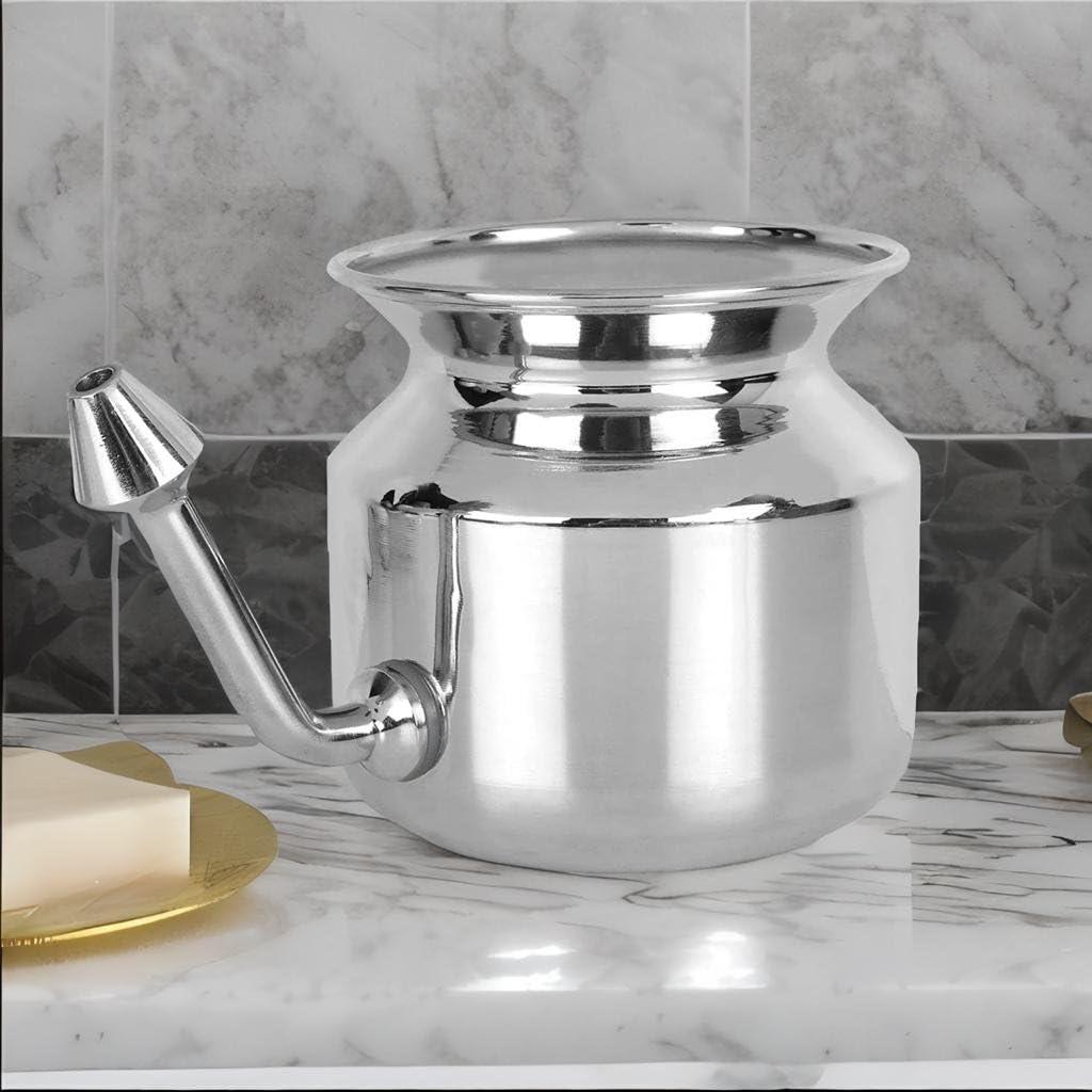 2activelife 2activelife-304 Grade Stainless Steel Ayurvedic Jal Neti Pot for Sinus Congestion and Nasal Cleansing Non-Corrosive Unbreakable Hygienic Smooth Nose Tip Snugly Fits