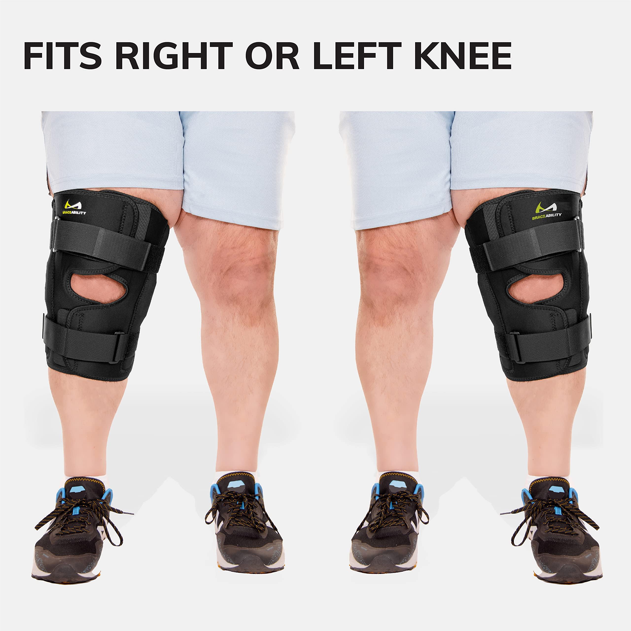 BraceAbility BraceAbility Hinged Obesity Knee Brace - Plus Size to Overweight Wraparound Support for Womens and Mens Arthritis Treatment, Bariatric Joint Pain Relief, Kneecap Instability, Ligament Weakness (6XL)