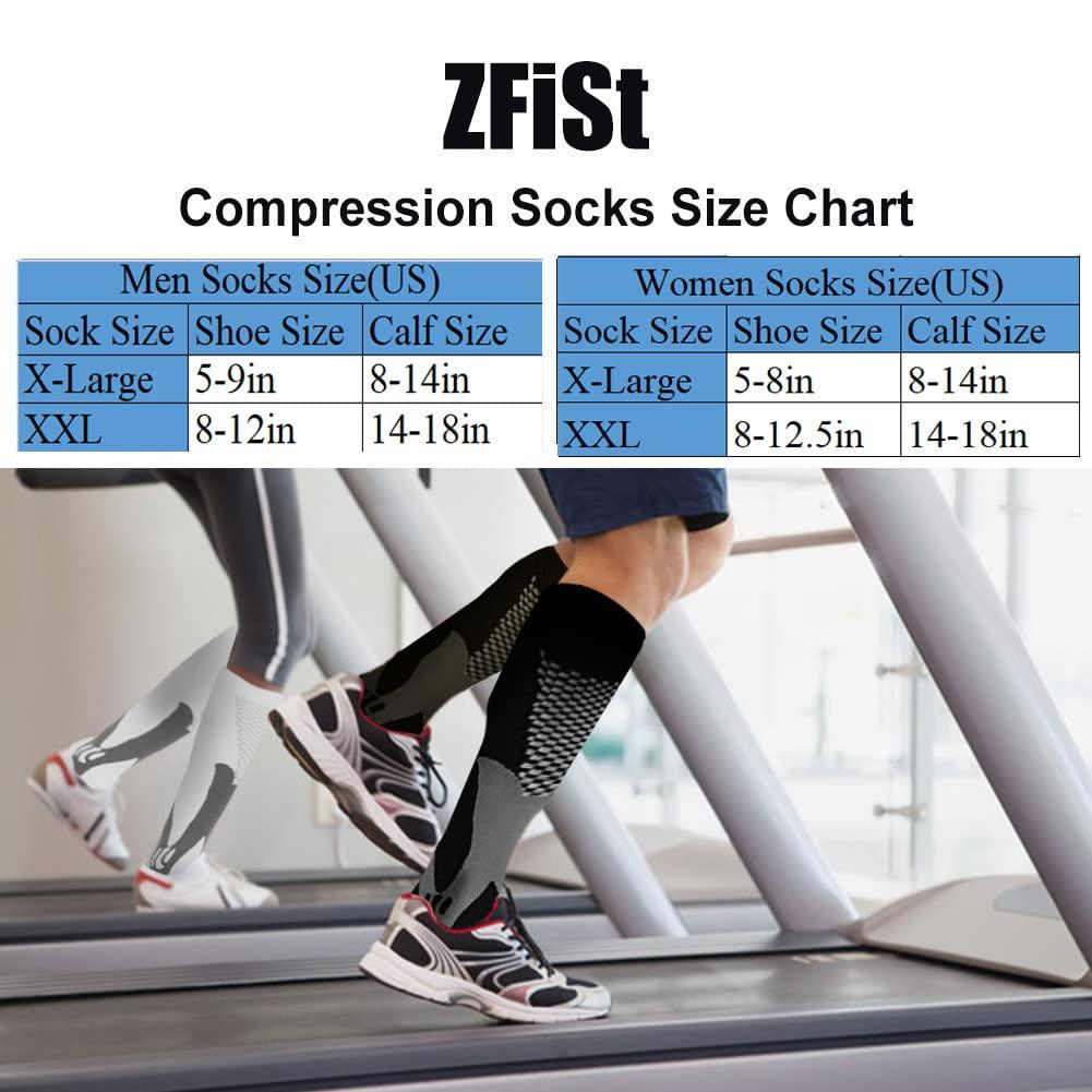 ZFiSt ZFiSt 3 Pair Sport Compression Socks Men Women, Compression Stocking Nurse Socks for Edema Travel(Black+blue+red,XXL)