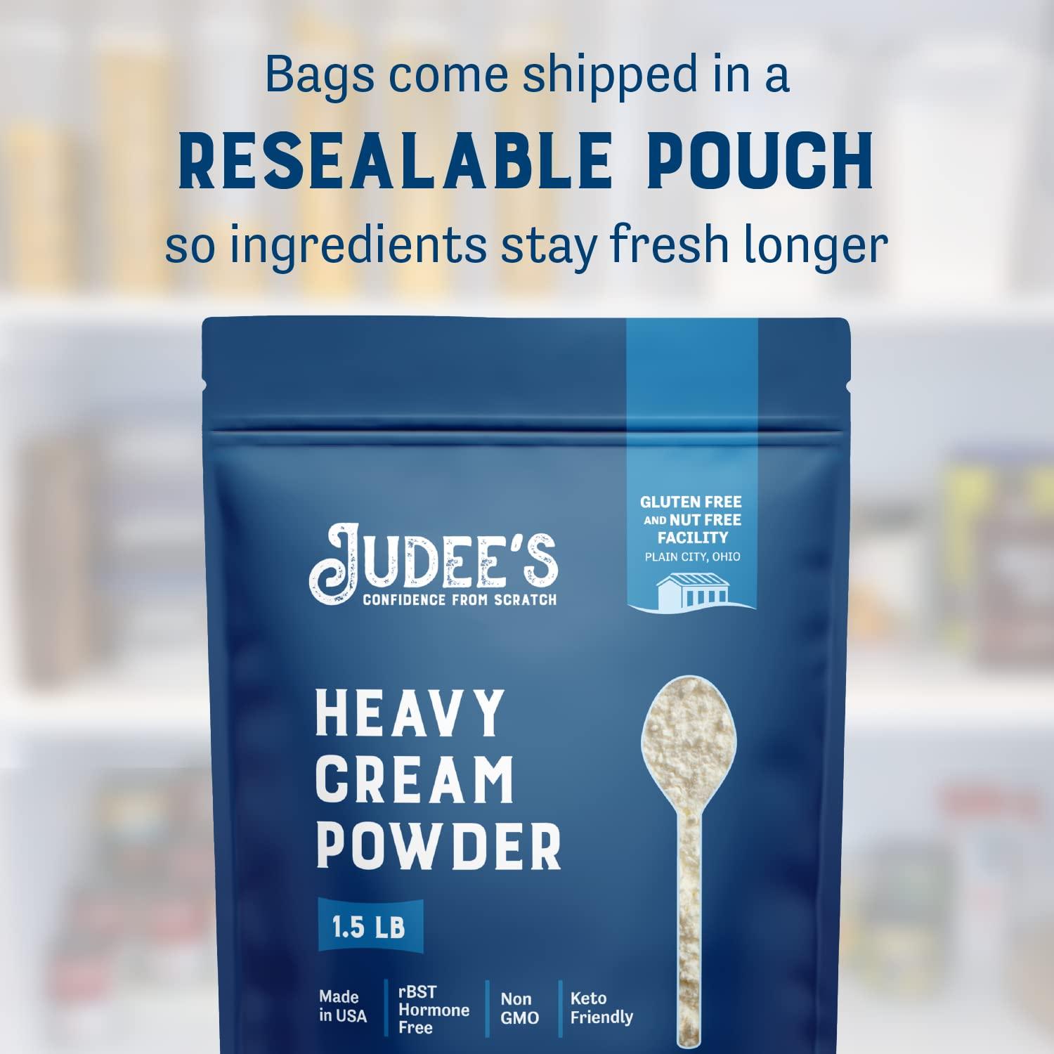 Judee's Gluten Free Judee\'s Heavy Cream Powder 1.5 lb - GMO and Preservative Free - Produced in the USA - 100% Gluten-Free - Keto Friendly - Add Healthy Fat to Coffee, Sauces, or Dressings - Make Liquid Heavy Cream