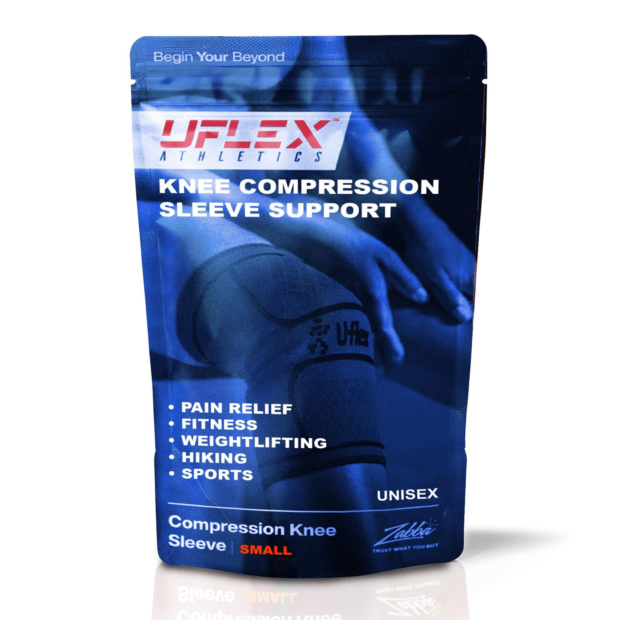 UFlex Athletics UFlex Athletics Knee Compression Sleeve Support for Women and Men - Knee Brace for Pain Relief, Fitness, Weightlifting, Hiking, Sports - Red, Small