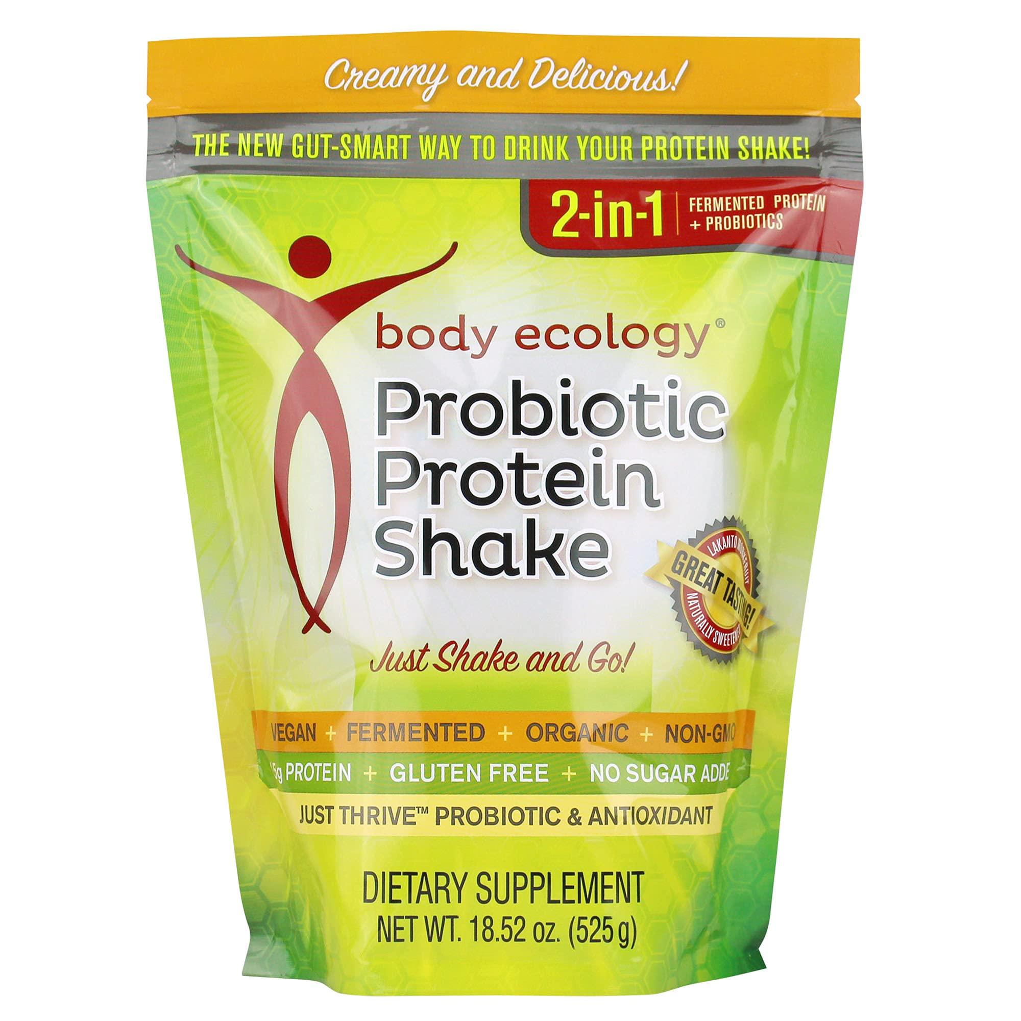 Body Ecology Body Ecology Probiotic Protein Shake Powder | Fermented Protein Dietary Supplement | Non-GMO | Gluten Free | Soy Free | No Sugar Added | 15g of Protein | Protein Powder | Resealable 18.52 OZ