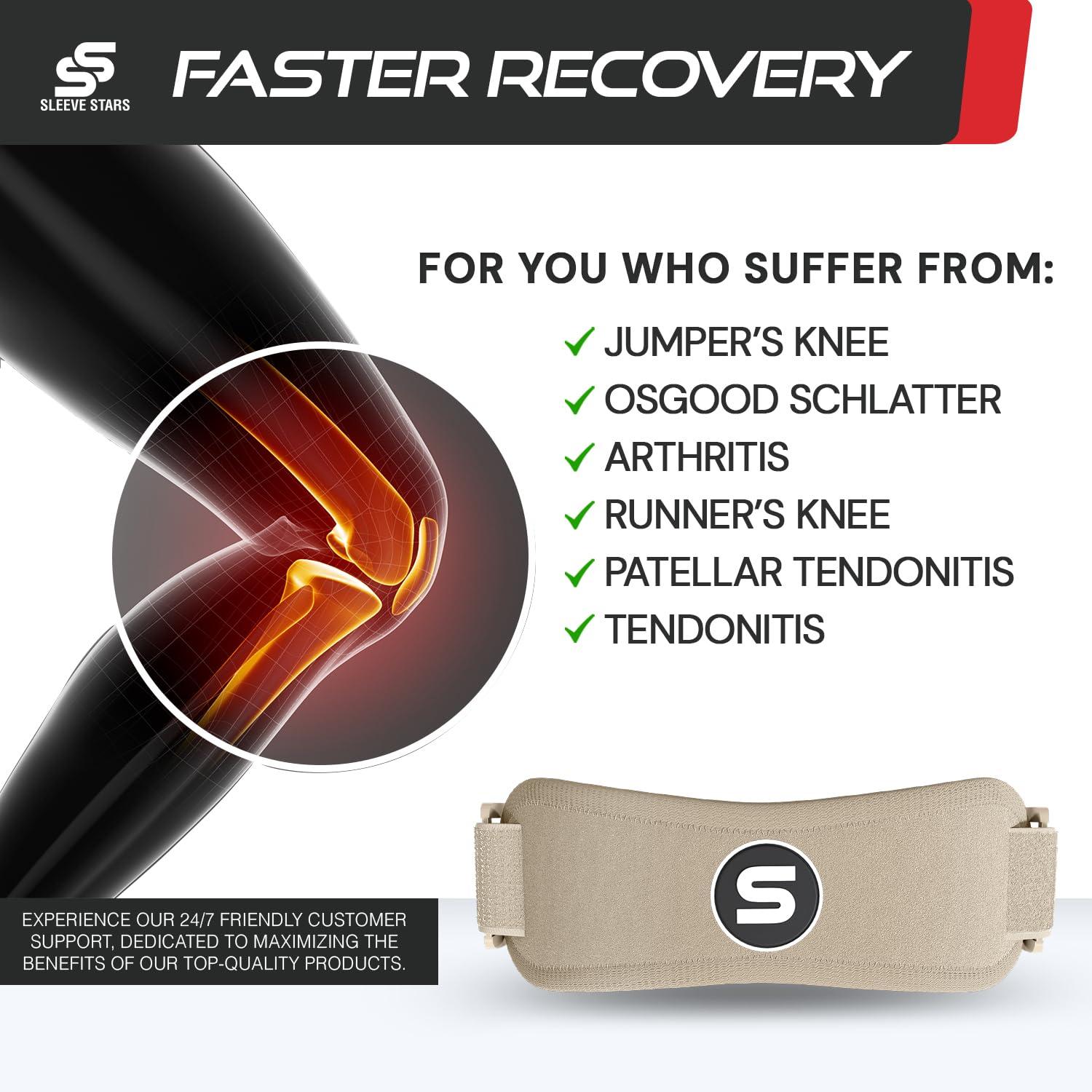 SS SLEEVE STARS Sleeve Stars Patellar Tendon Support Strap Osgood Schlatter Band Knee Brace for Kids, Youth, Women & Men w/ 3 Lengths, Swedish Brand Patella Tendon Knee Strap for Arthritis, Tendonitis & Pain
