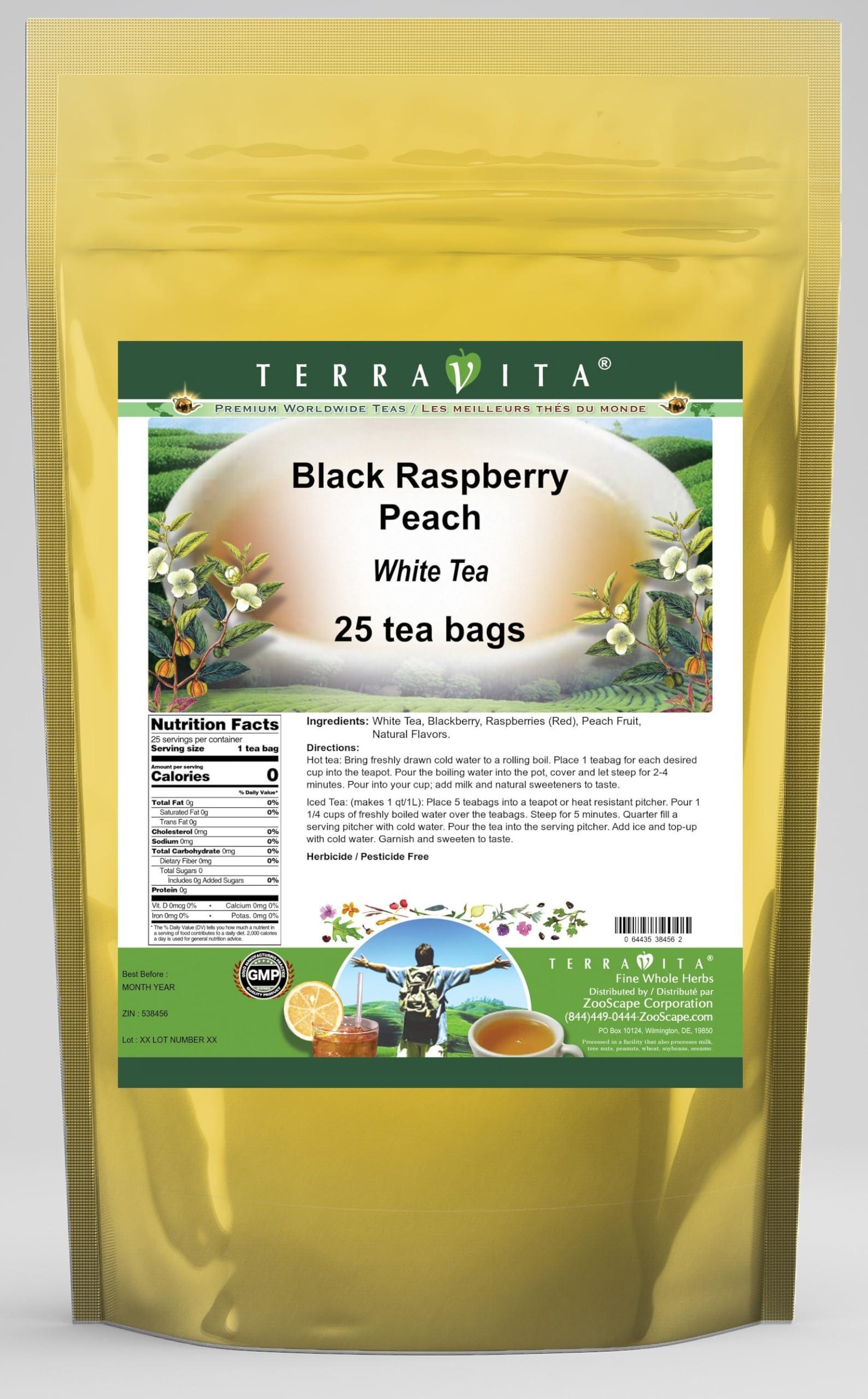 TerraVita Black Raspberry Peach White Tea (25 tea bags, ZIN: 538456) - 2 Pack