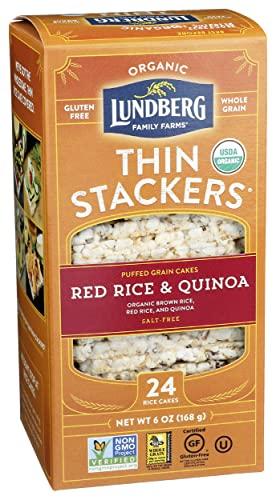 Lundberg Lundberg Organic Thin Stackers, Red Rice & Quinoa, Salt-Free, Thin Multigrain Rice Cakes, Gluten-Free, Vegan, Healthy Snacks, 6 oz (Pack of 1)