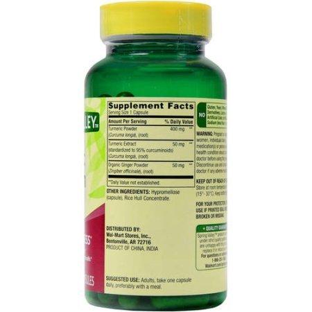 Spring Valley Spring Valley Turmeric Curcumin 500mg with 50mg Ginger Powder Twin Pack 180 Vegetarian Capsules