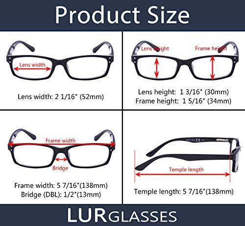 LUR READING GLASSES 3 pack Readers (Black, 3.50)