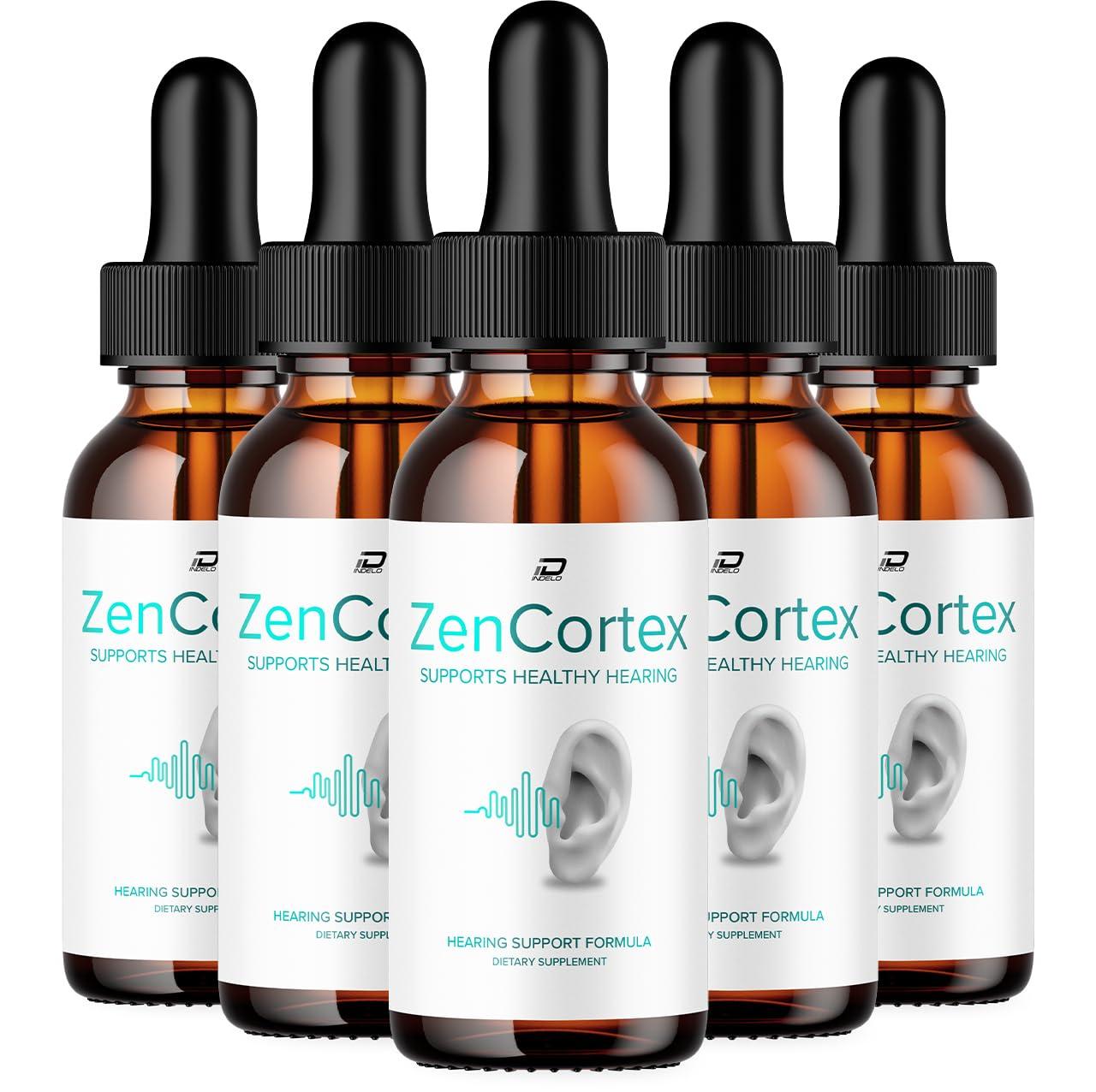 Indelo Indelo ZenCortex Tinnitus Ear Drops - ZenCortex 24, Zen Cortex Liquid Drops, ZenCortex Reviews, ZenCortex Drops for Ear Relief (5 Pack - 5 Month Supply)